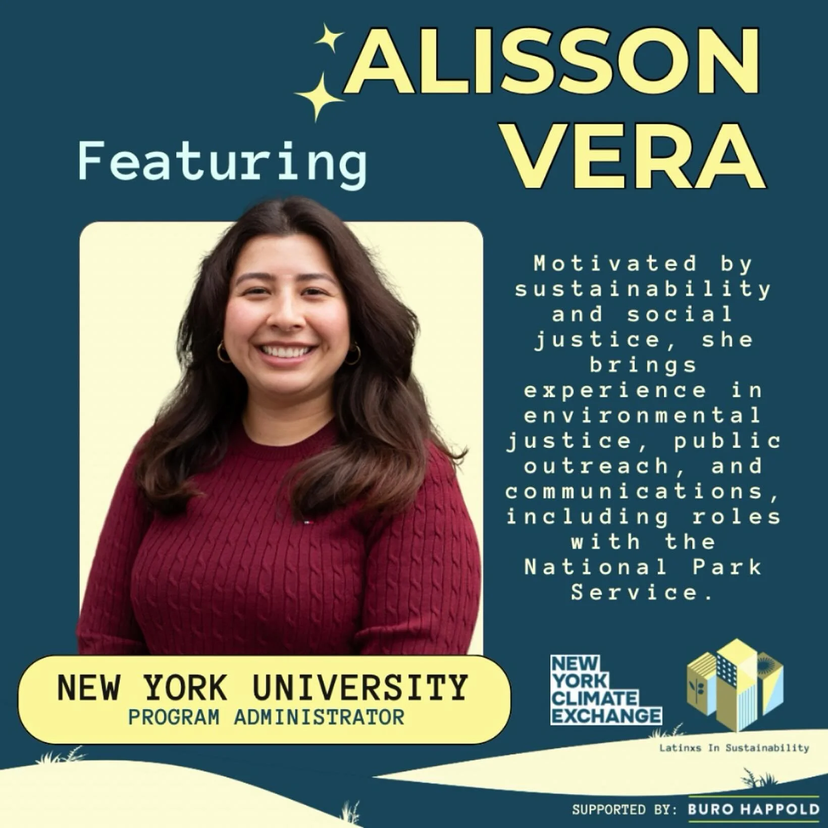 🌎✨ Meet Alisson &mdash; Program Administrator at NYU, working to advance sustainability and social justice initiatives across campus and beyond.

With a background in environmental justice, communications, and public outreach, Alisson brings both ex
