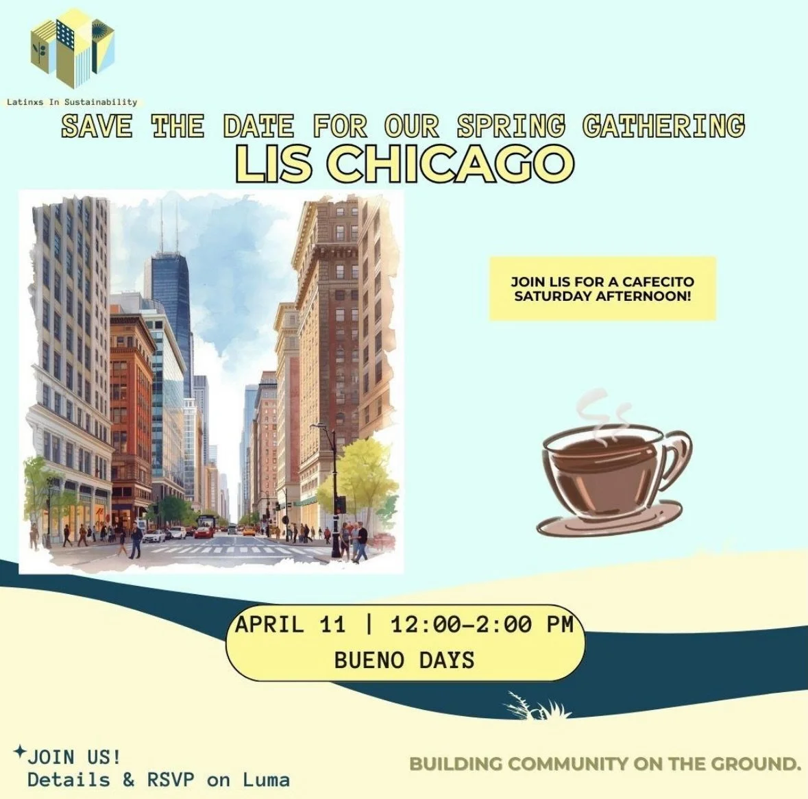 #Chicago &mdash; let&rsquo;s reconnect. ☕🌱

It&rsquo;s been a little while since the Chicago chapter of Latinxs in Sustainability last gathered, and we&rsquo;re excited to reconnect with our community this spring.

Join us for a casual meetup to con