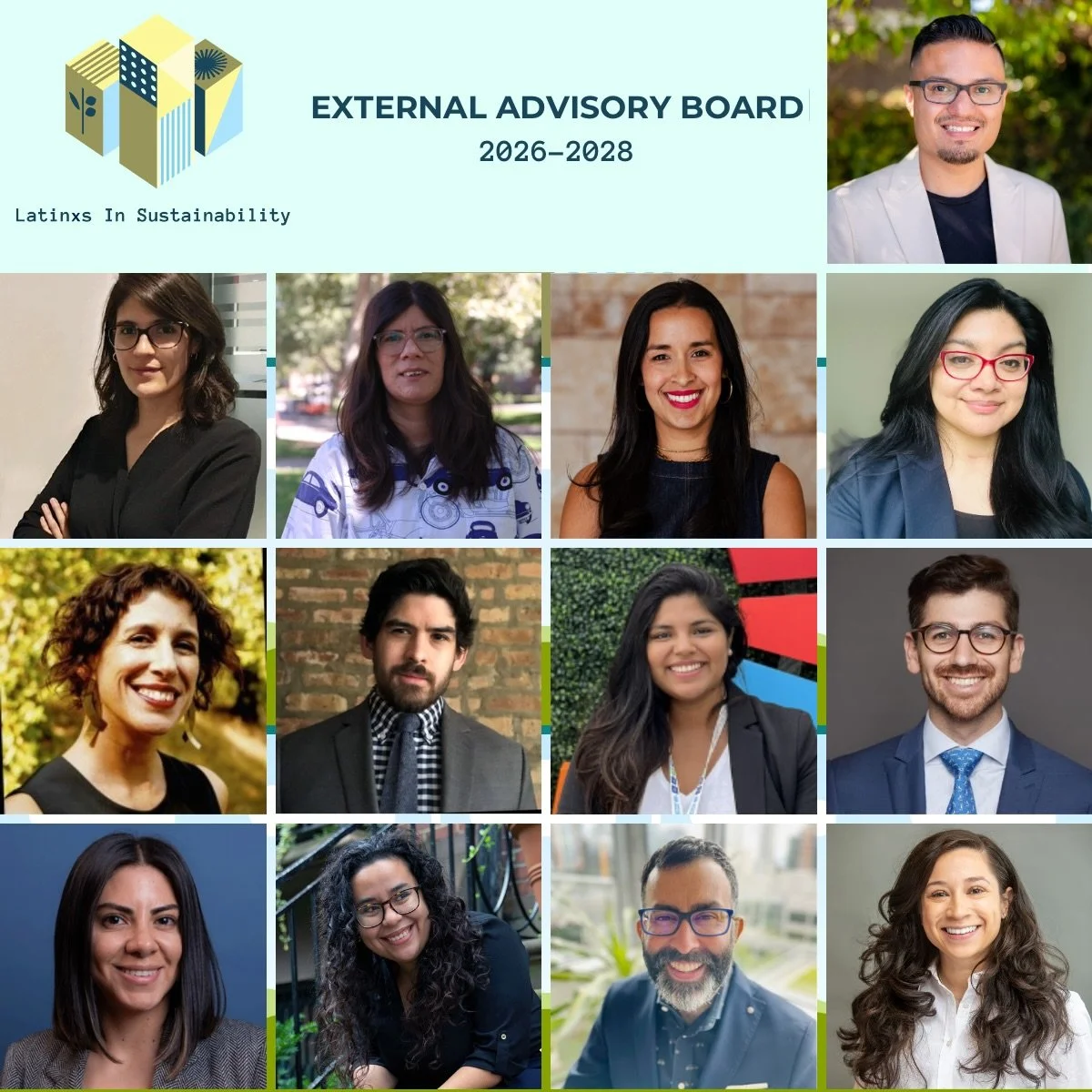 🌱 Exciting News: Introducing the Latinxs in Sustainability Inaugural External Advisory Board! 

We are thrilled to officially announce the founding members of this External Advisory Board which kicks off with our first convening, next week! 

This i
