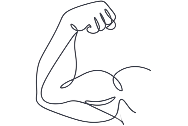 Geometric drawing of an outline square with sections divided by vertical, horizontal, and circle lines.