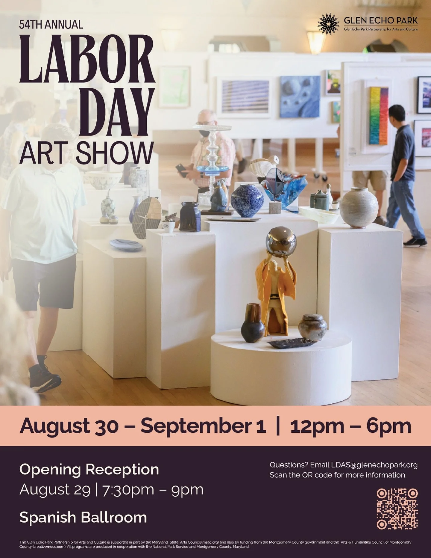 My work will be exhibited in the upcoming 54th Annual Labor Day Art Show at Glen Echo Park! The show will be free and open to the public from Saturday, August 30 through Monday, September 1, 2025 from 12pm to 6pm. An opening reception will be held on