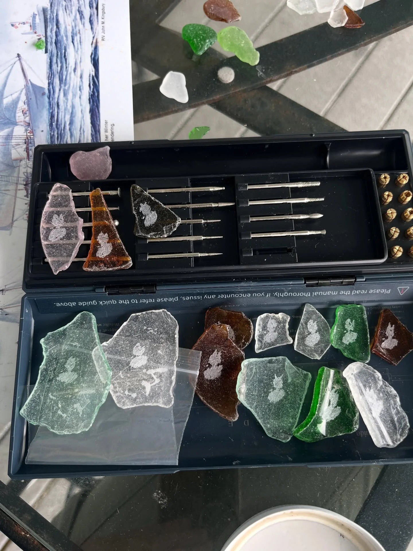 Isles of shoals map engraved on Appledore sea glass