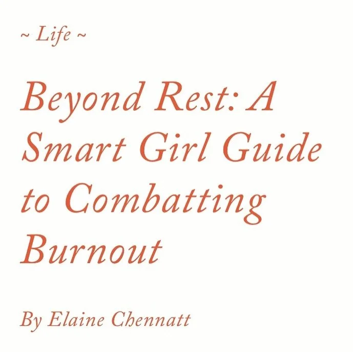 Snippets from Elaine Chennatt’s informative and witty piece ‘Beyond Rest: A Smart Girl Guide to Combatting Burnout’ 🔥 
This is an absolute must-read for anyone struggling to understand the science behind burnout and how to spot th