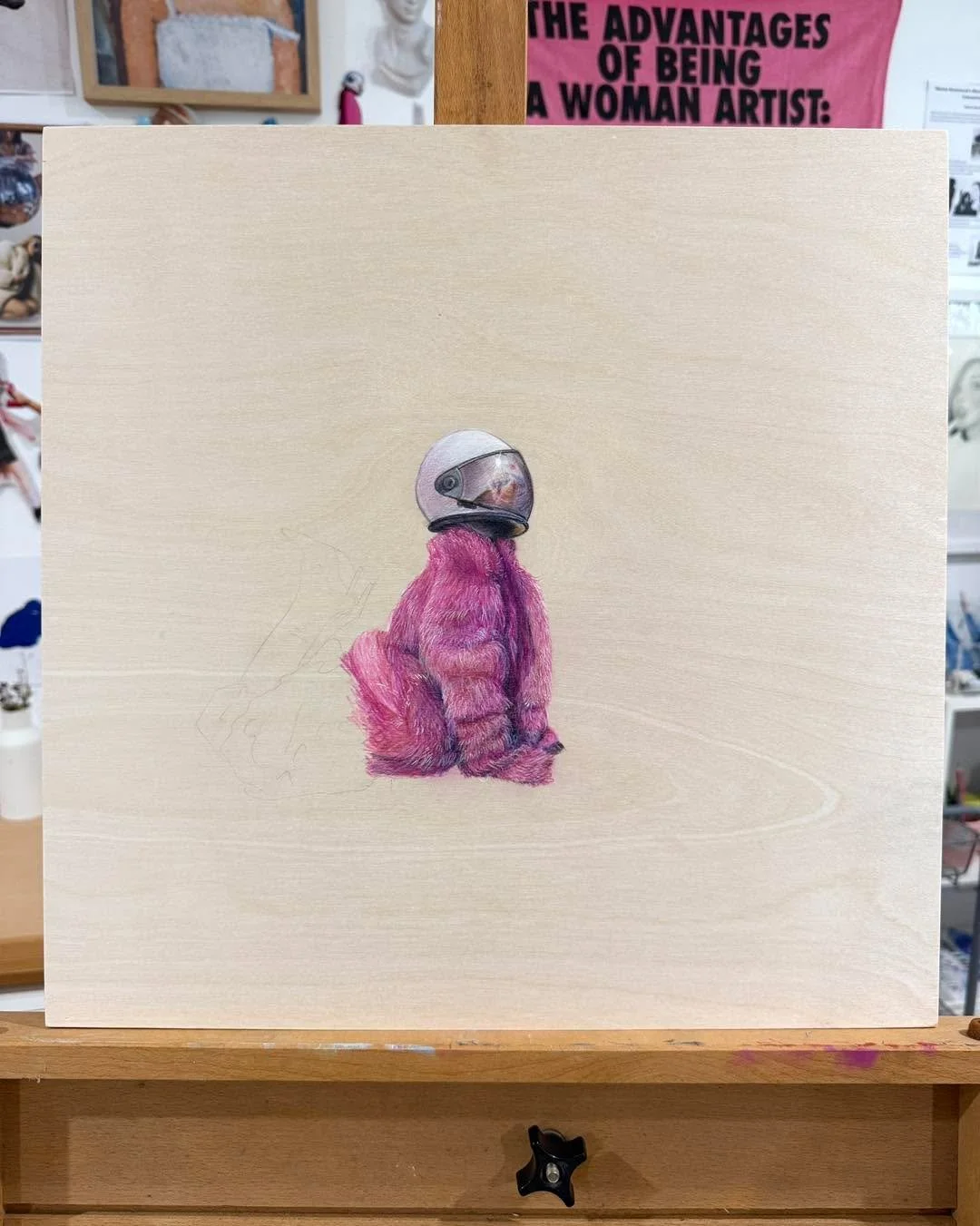 Day 31 as a full-time artist 🩷
I started the morning at Gatakers, talking through installation logistics for the Dear Diary exhibition.

After that, I spent some time in Dad&rsquo;s workshop &mdash; he&rsquo;s teaching me how to make my frames, step