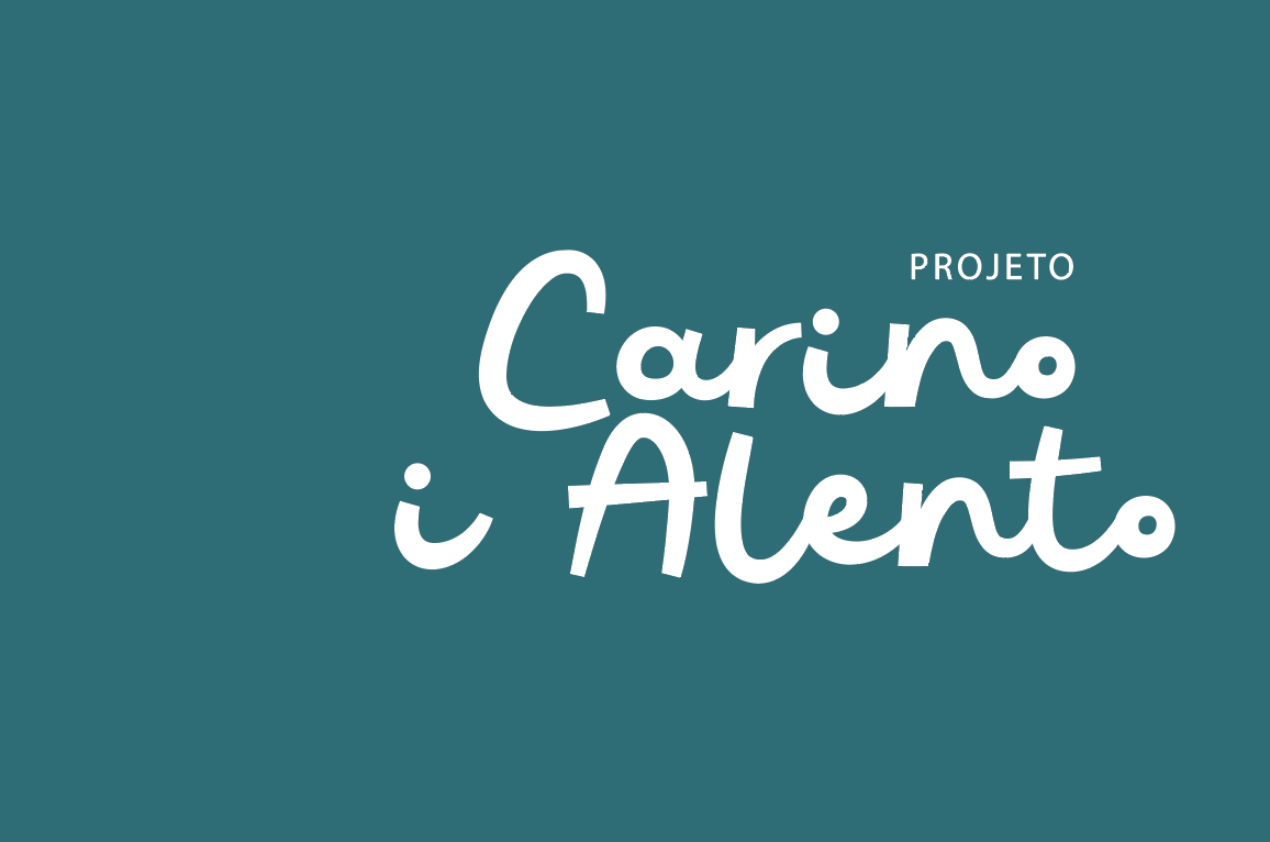 Imagem com fundo azul escuro e texto em branco que diz 'Projeto Carinho Alento'.