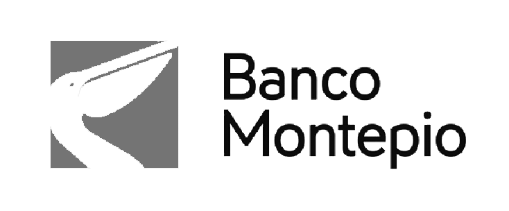 Logo do Banco Montepio com uma figura de uma ave estilizada em preto e o nome do banco ao lado.