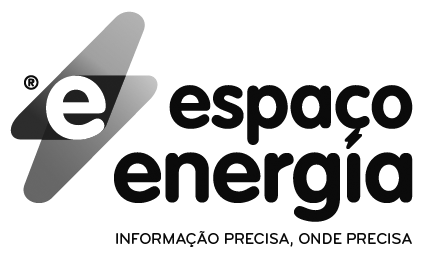 Logotipo do Espaço Energia com uma letra 'e' estilizada em um fundo escuro.