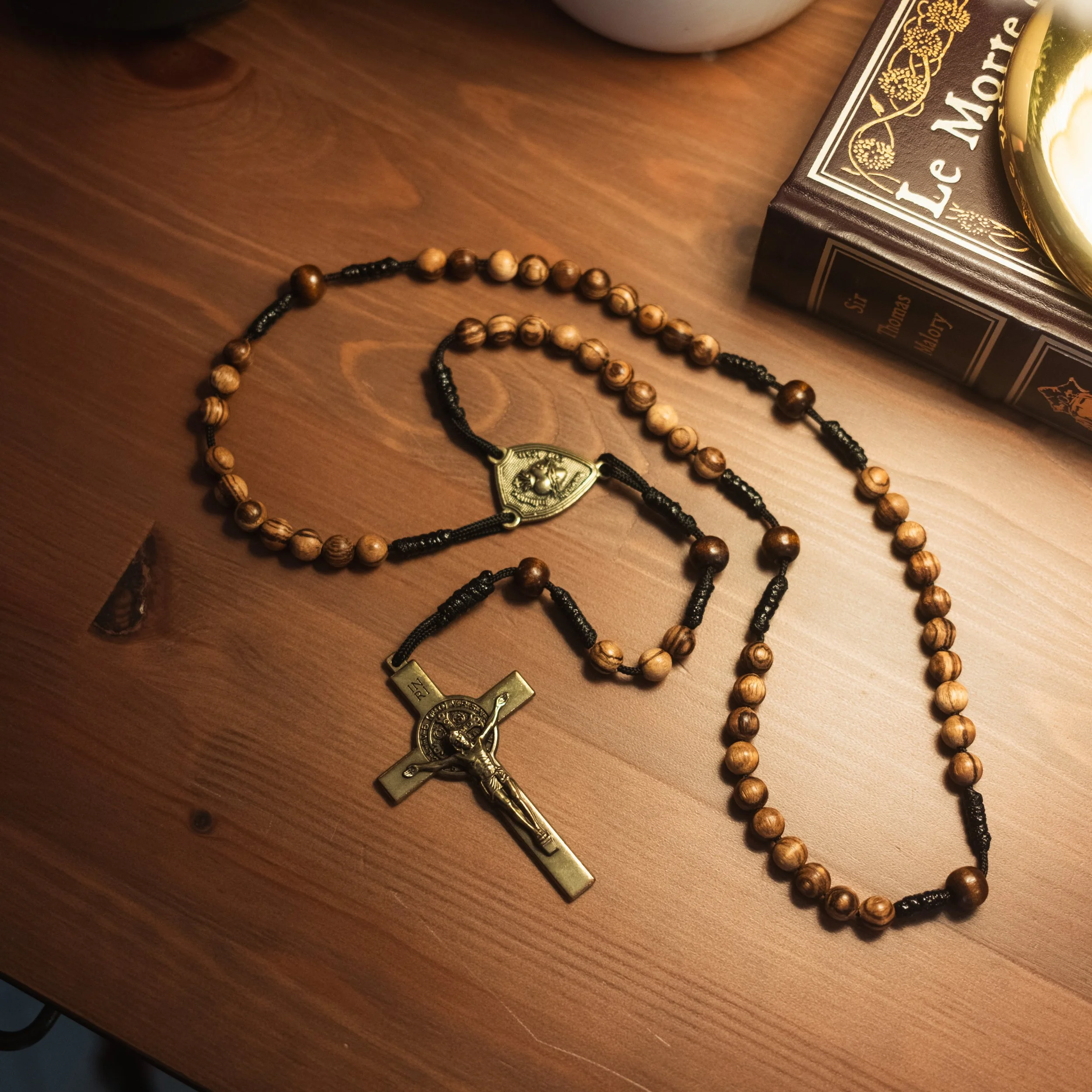 The Sacred Heart — Striped Walnut Rosary