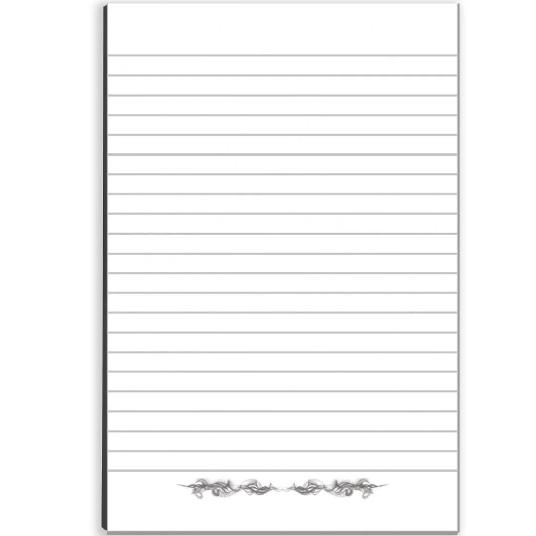 Inside page of notebook with plain lined paper layout