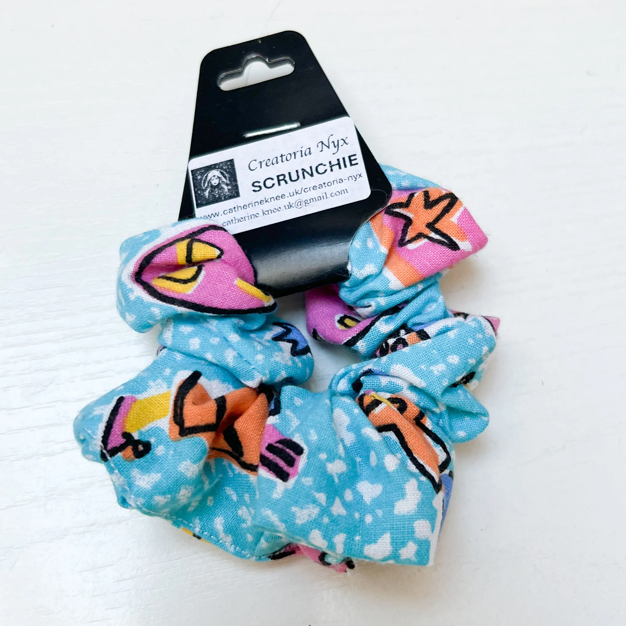 Hair Scrunchie: Blue with Happy People
