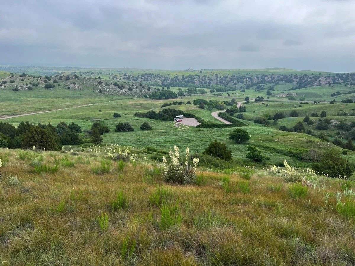 The top of the hill looking down.
