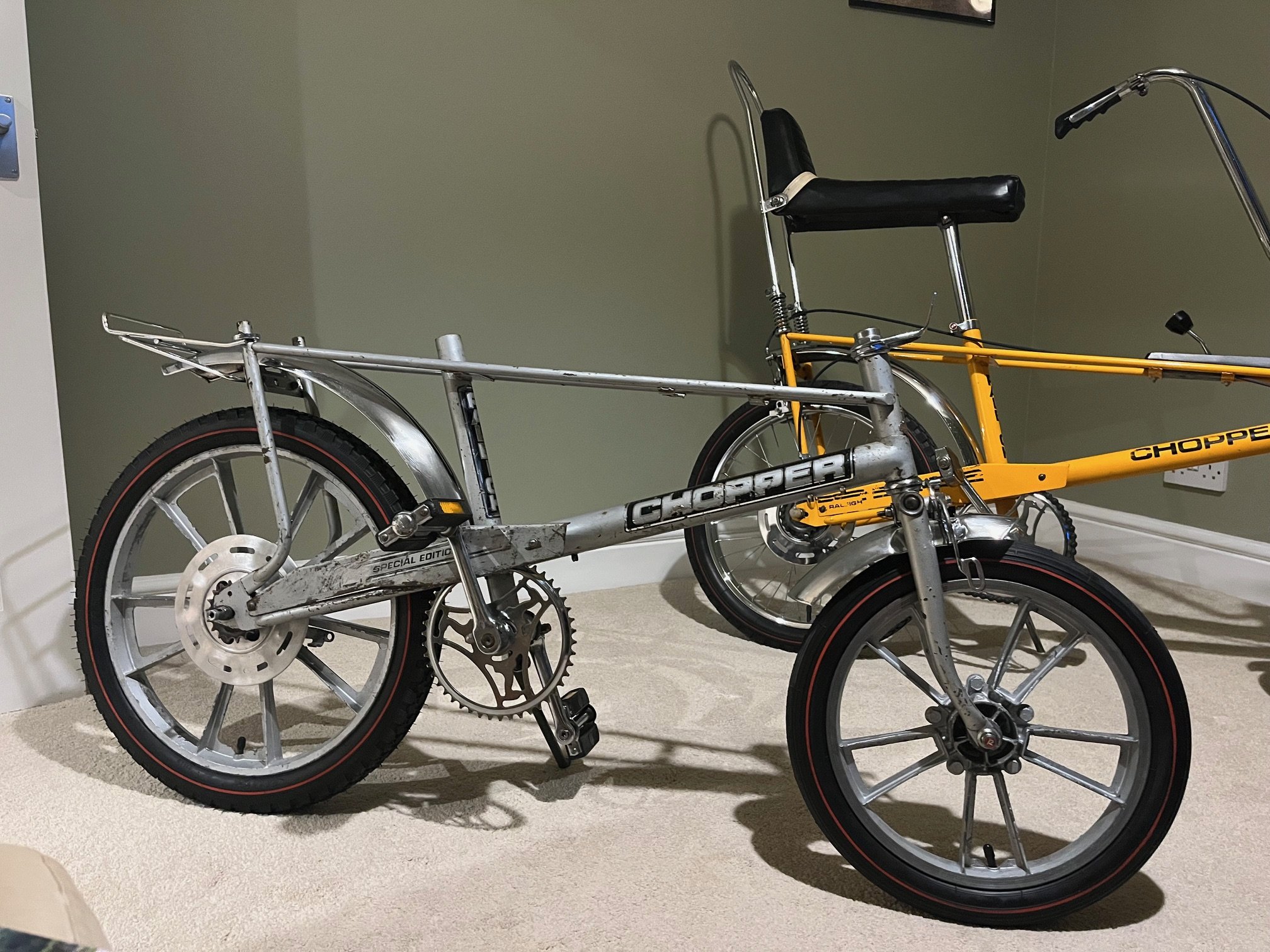 Half way there, the SE is awaiting its top half to be sorted. Doesn't it look fantastic next to the yellow Mk1 even as a half assembled bike!