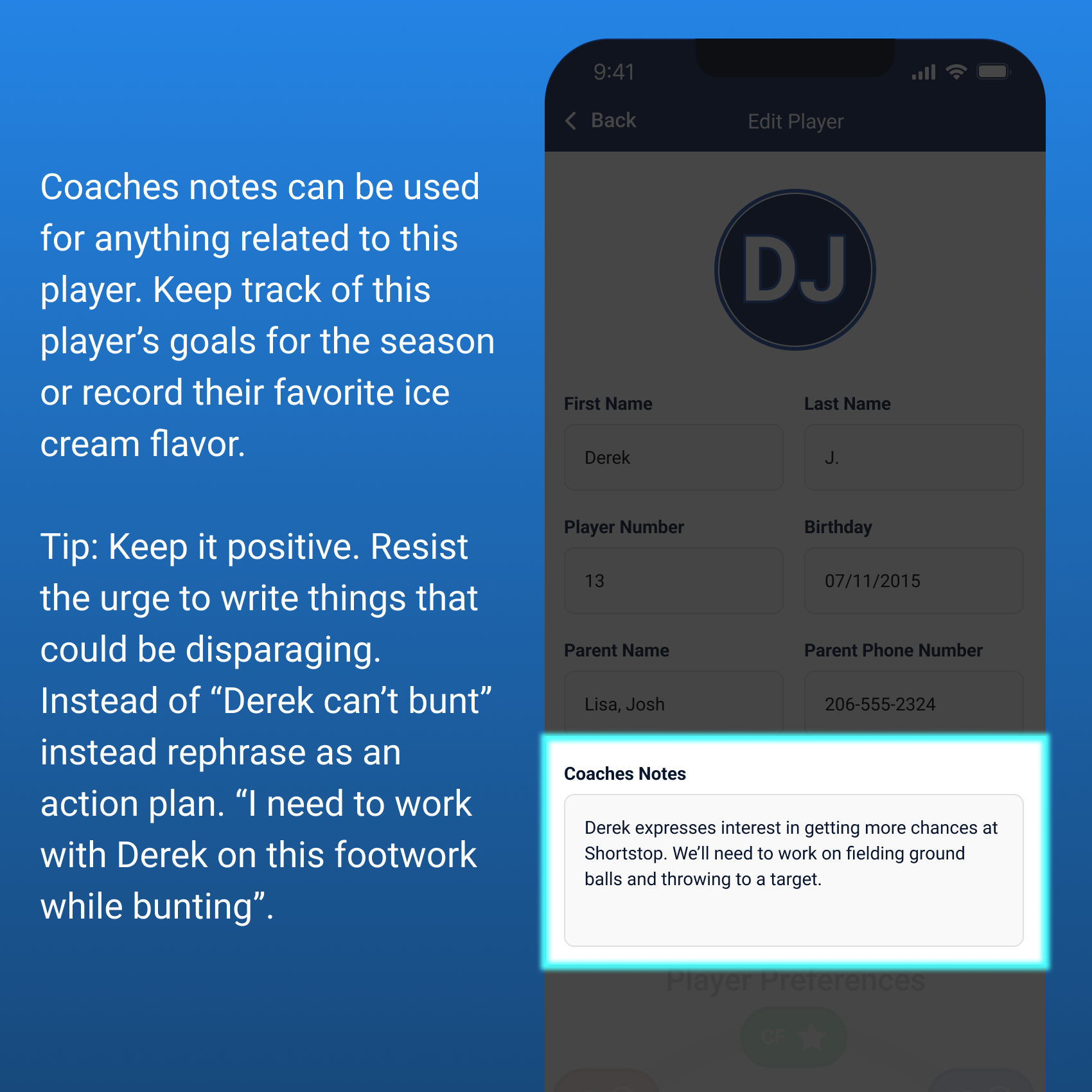Coaching Notes