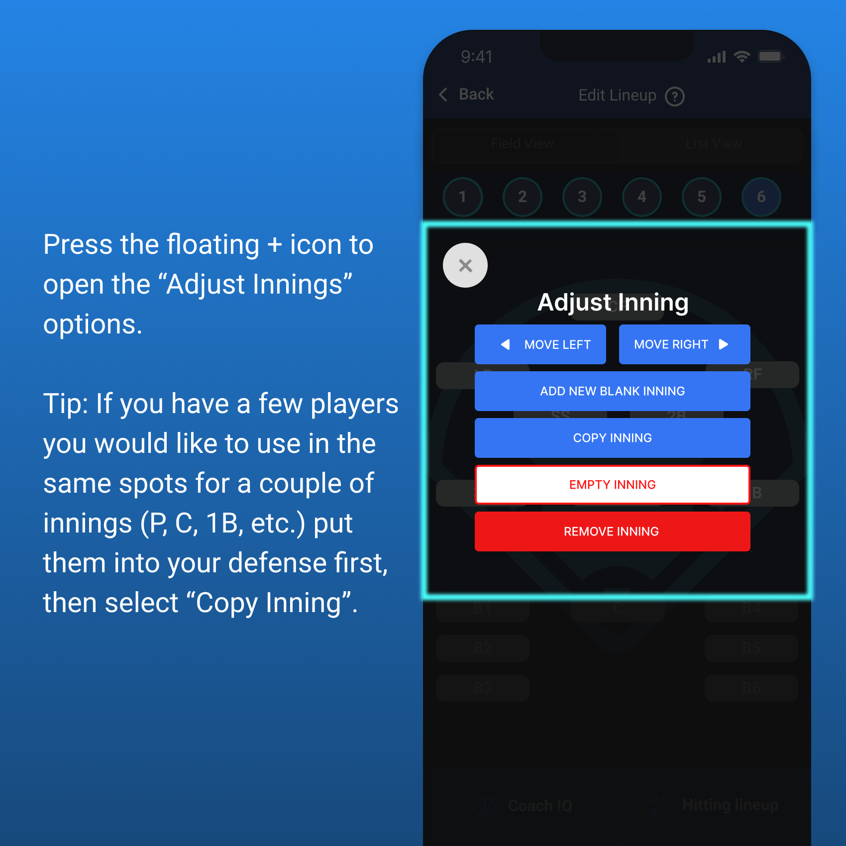 Adjust Inning Options