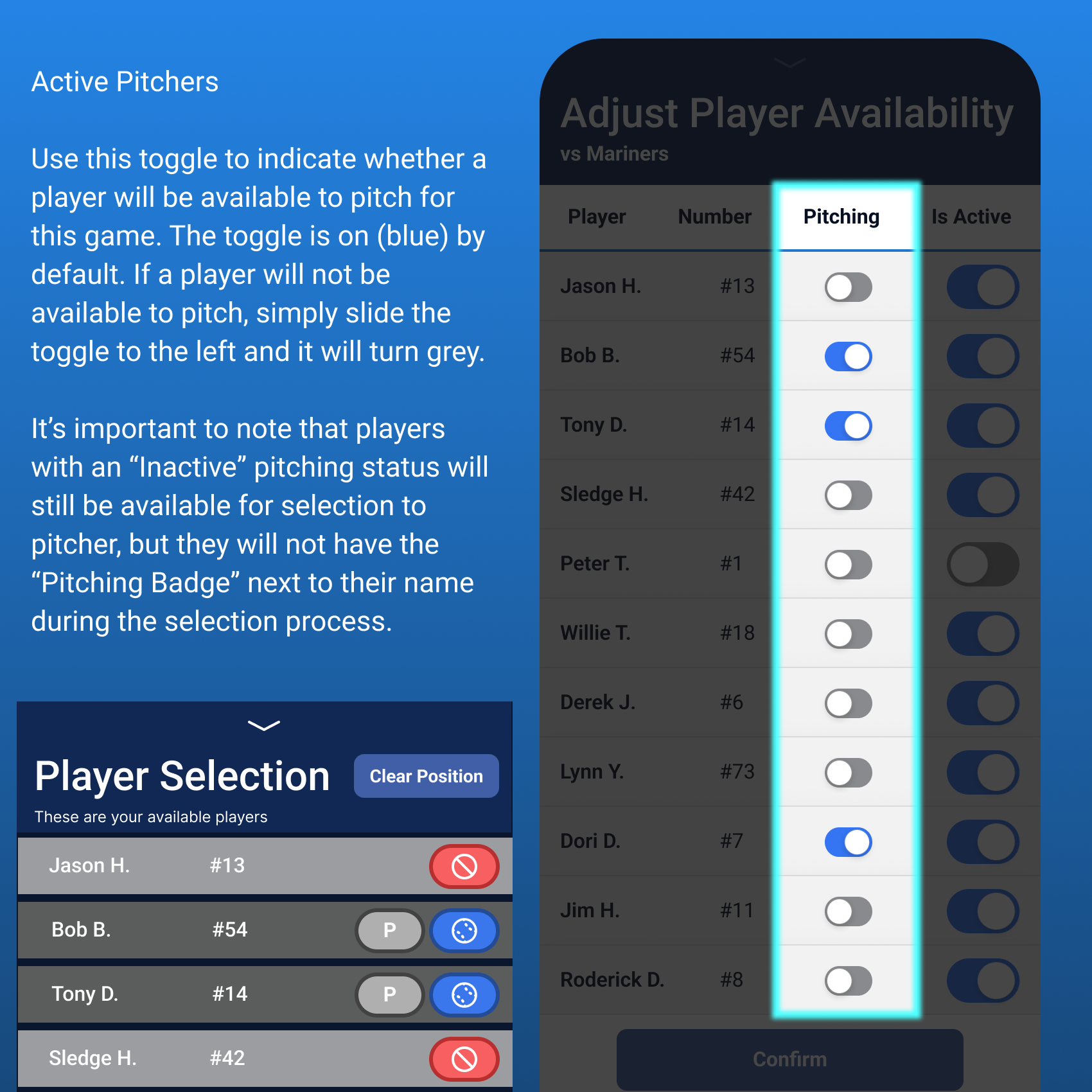 Pitching Availability