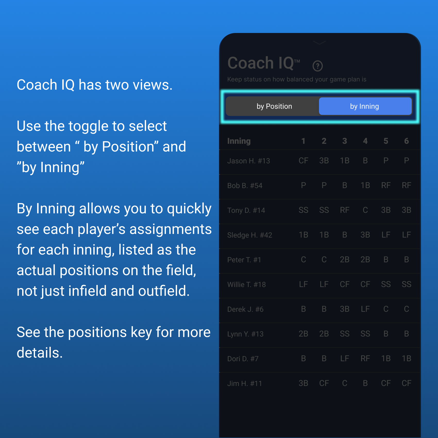 Coach IQ - By Inning Toggle