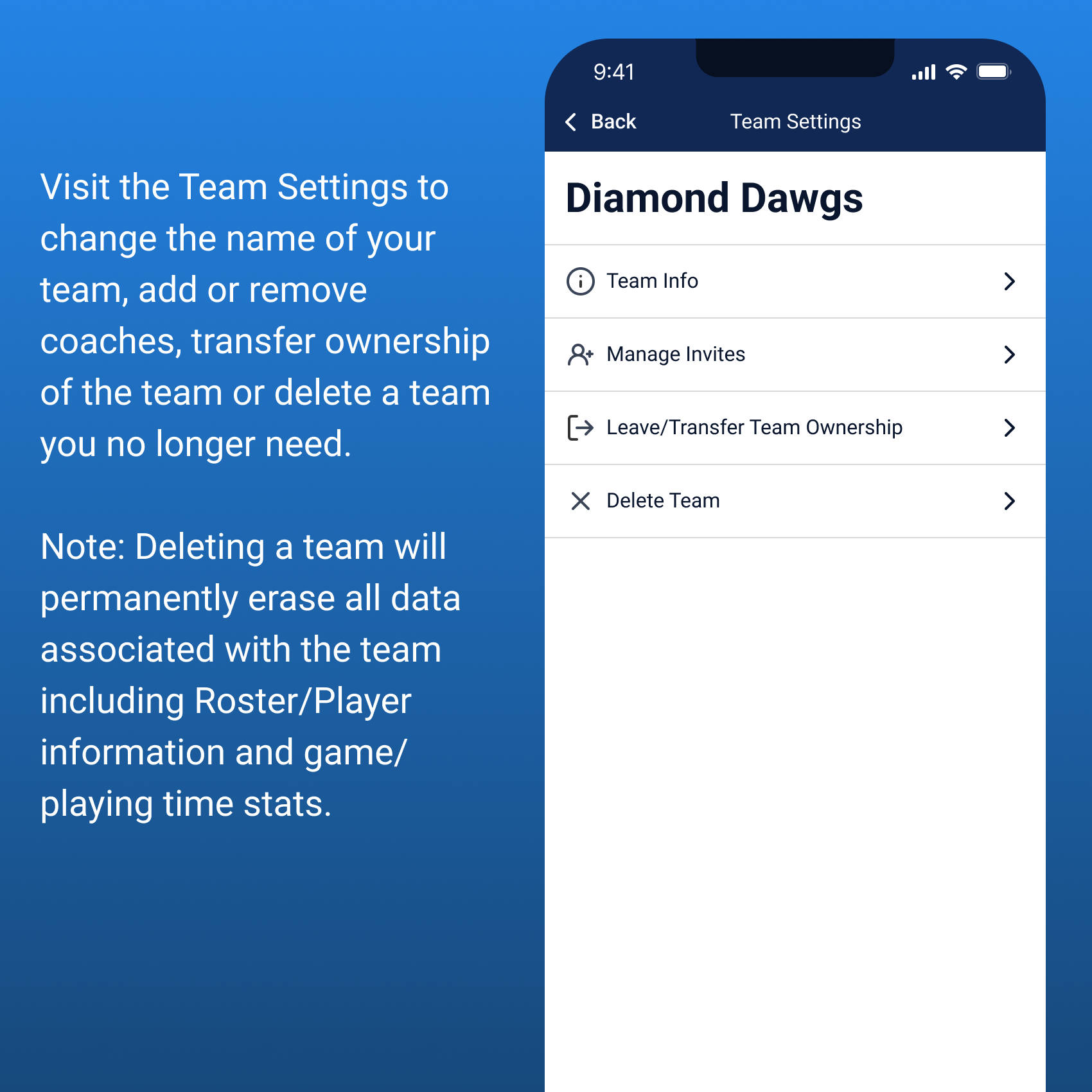 Team Settings - Overview