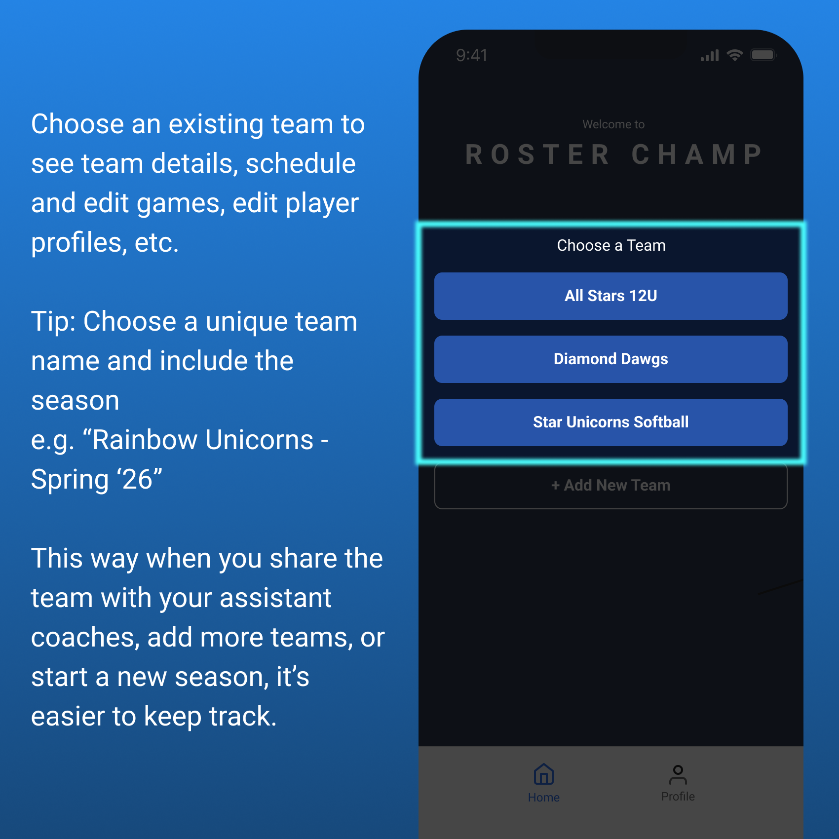 Select a Team to Manage