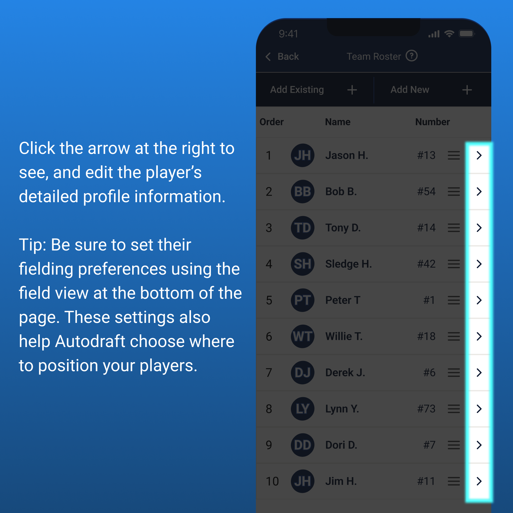 Edit Player Profiles