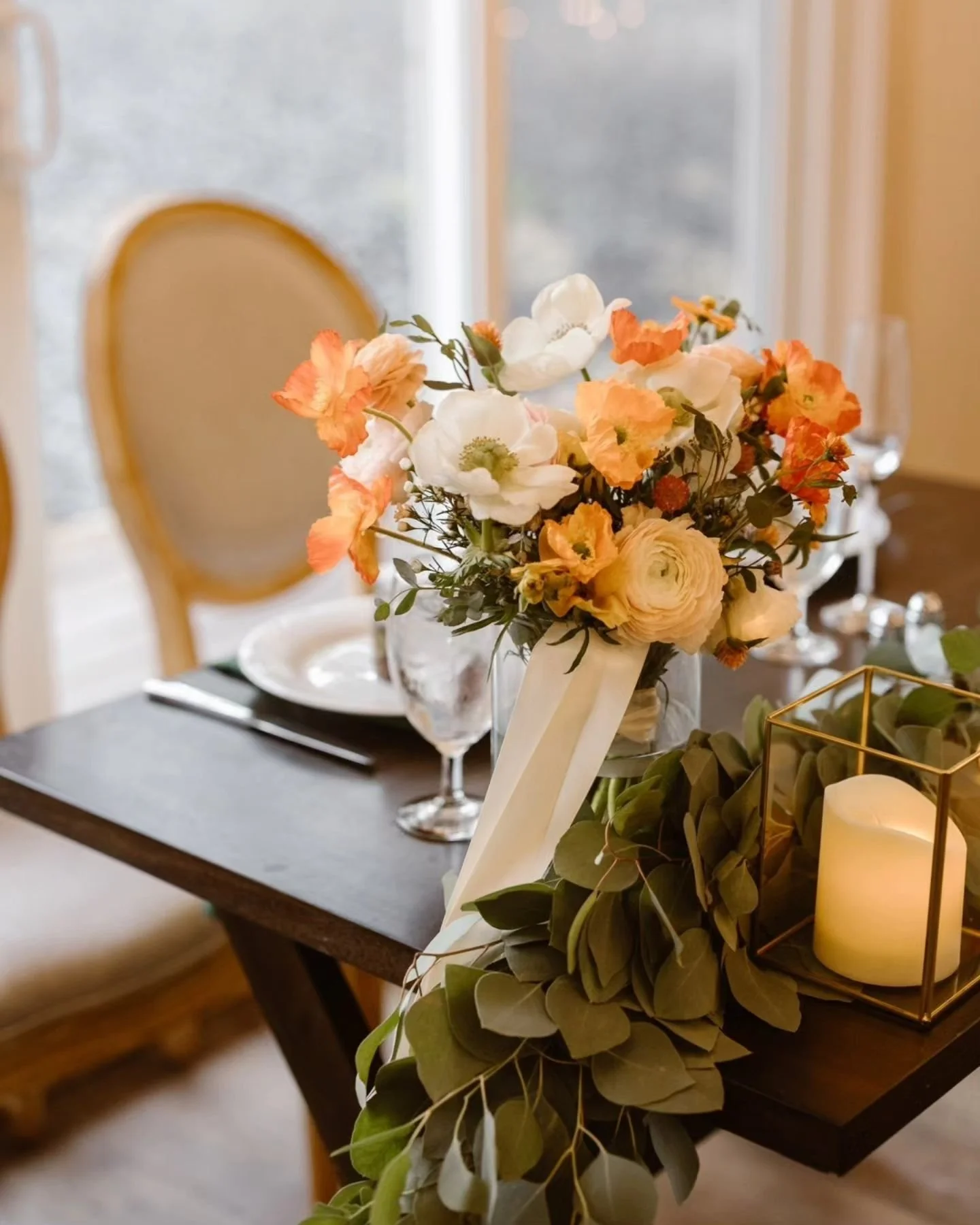Only the happiest orange and white blooms for Amanda and Noah's big day!

Vendors:
- Hair &amp; Makeup - Kim J Beauty &amp; The-K-Team @kimjbeauty @
- Photographer - Chelsea Spika @spikaphotography
- Officiant - Weddings with Clinton @weddingswithcli
