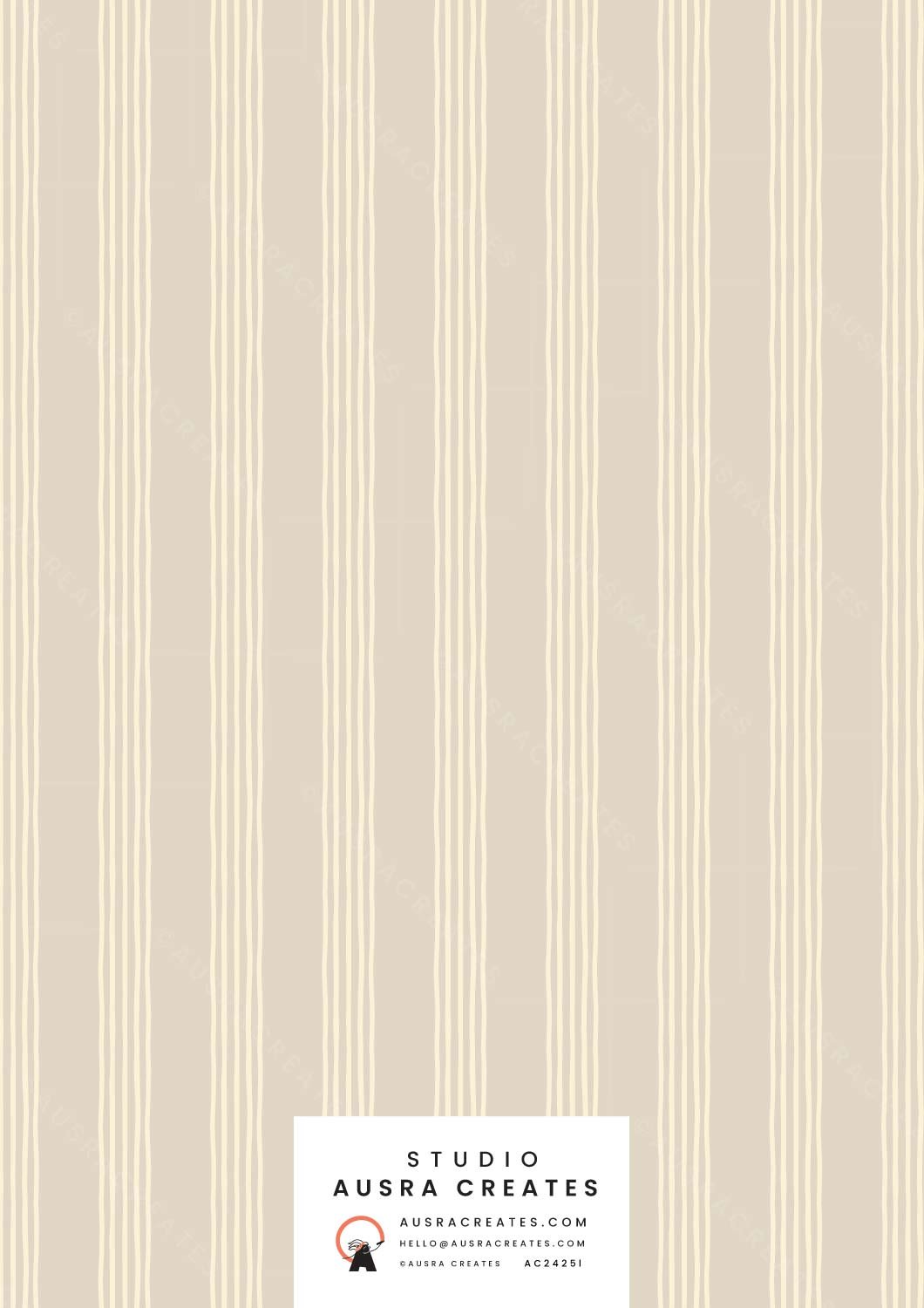Calm organic timeless  stripe pattern print in sand beige  for art licensing, stationery,  fabric and wallpaper