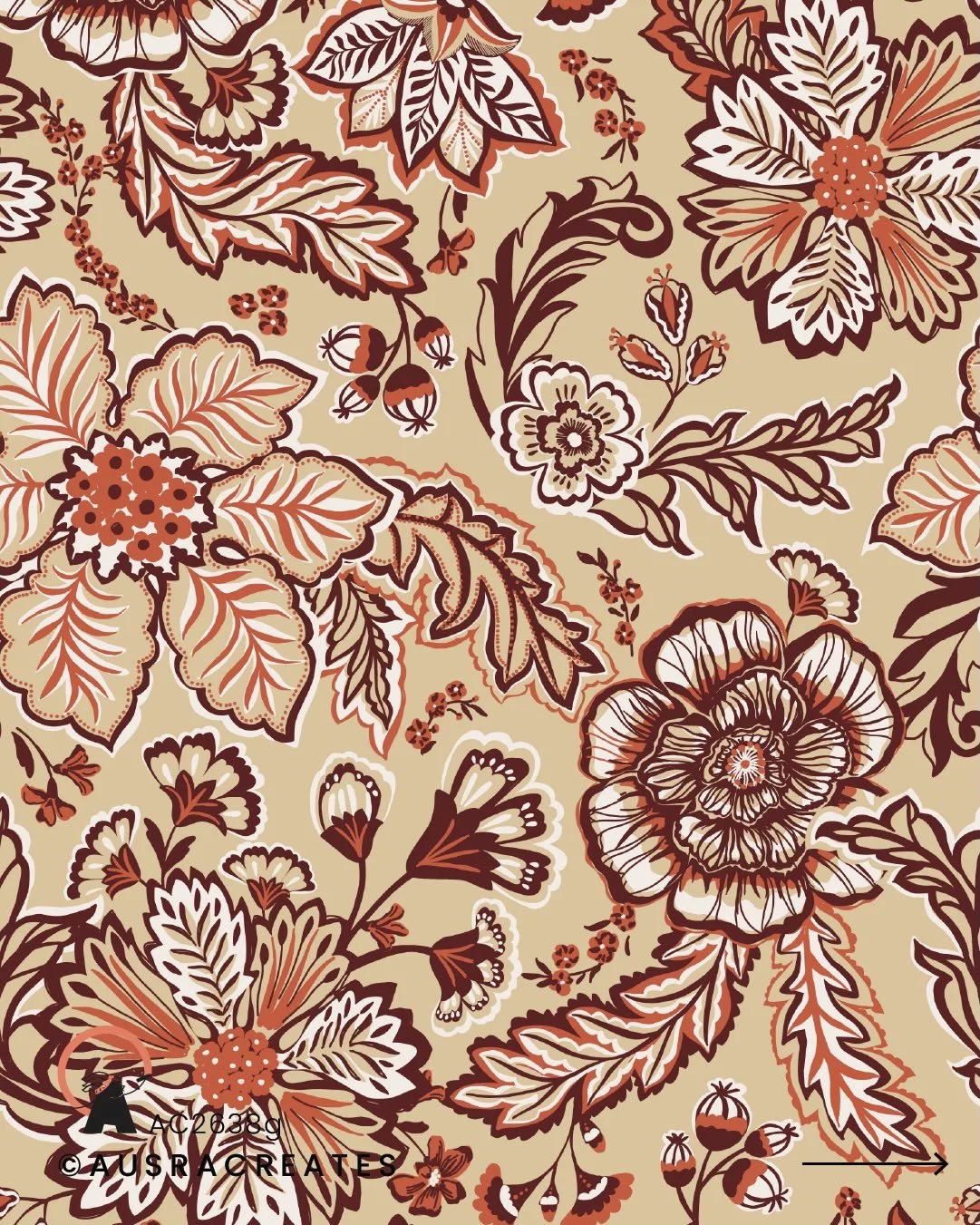 Walls in grounded earth tones 😍&hearts;️🎨🍂
Imagine living surrounded by it, on a feature wall or small accents in your home 🥰

#ausracreates #wallpaperdesigner #fabricdesigner #textilesprint #artisanalbohemian