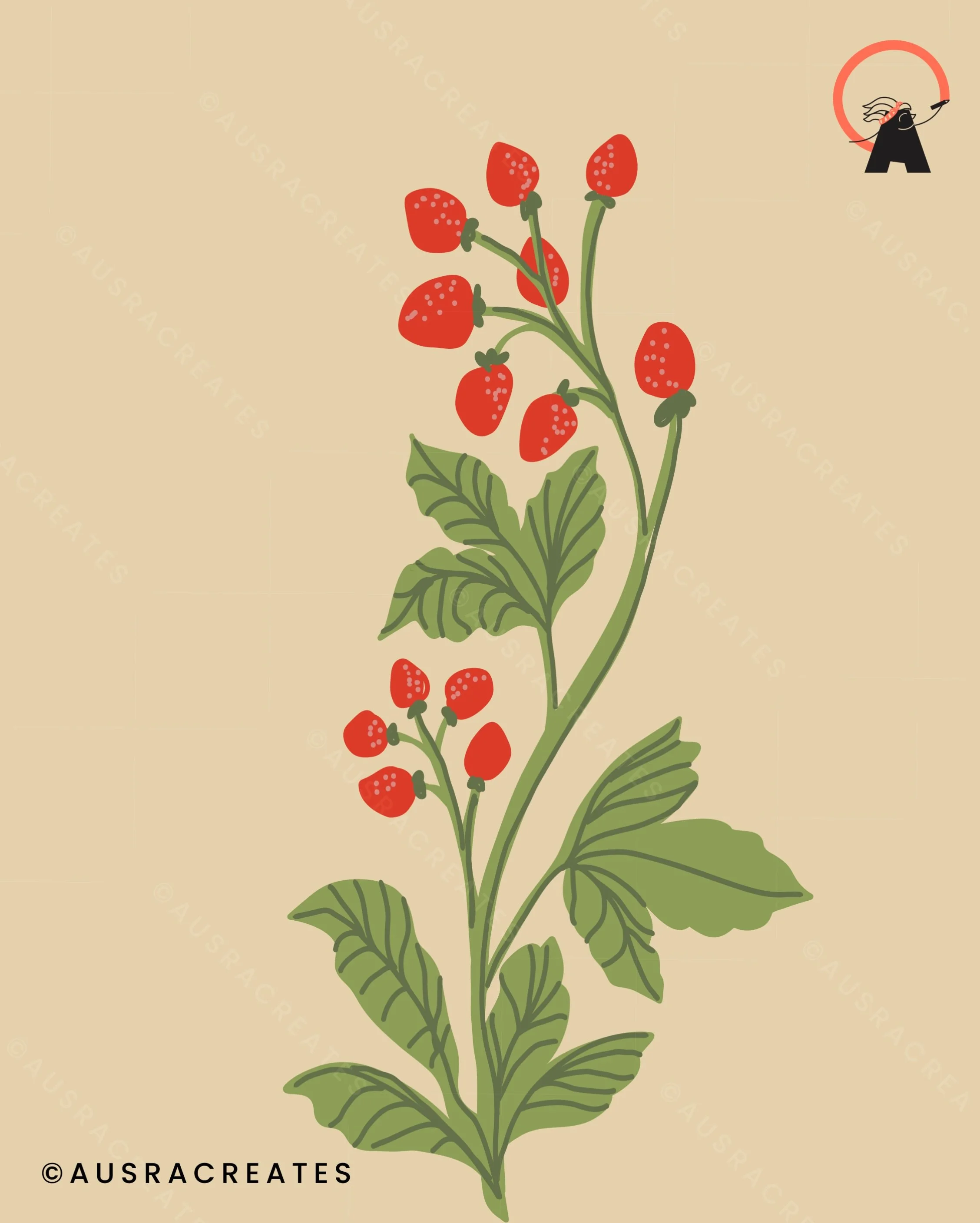 Wild strawberries 🥰&hearts;️

#ausracreates #wildstrawberries #surfacepatterndesigner #licensingartist #wildstrawberryillustration