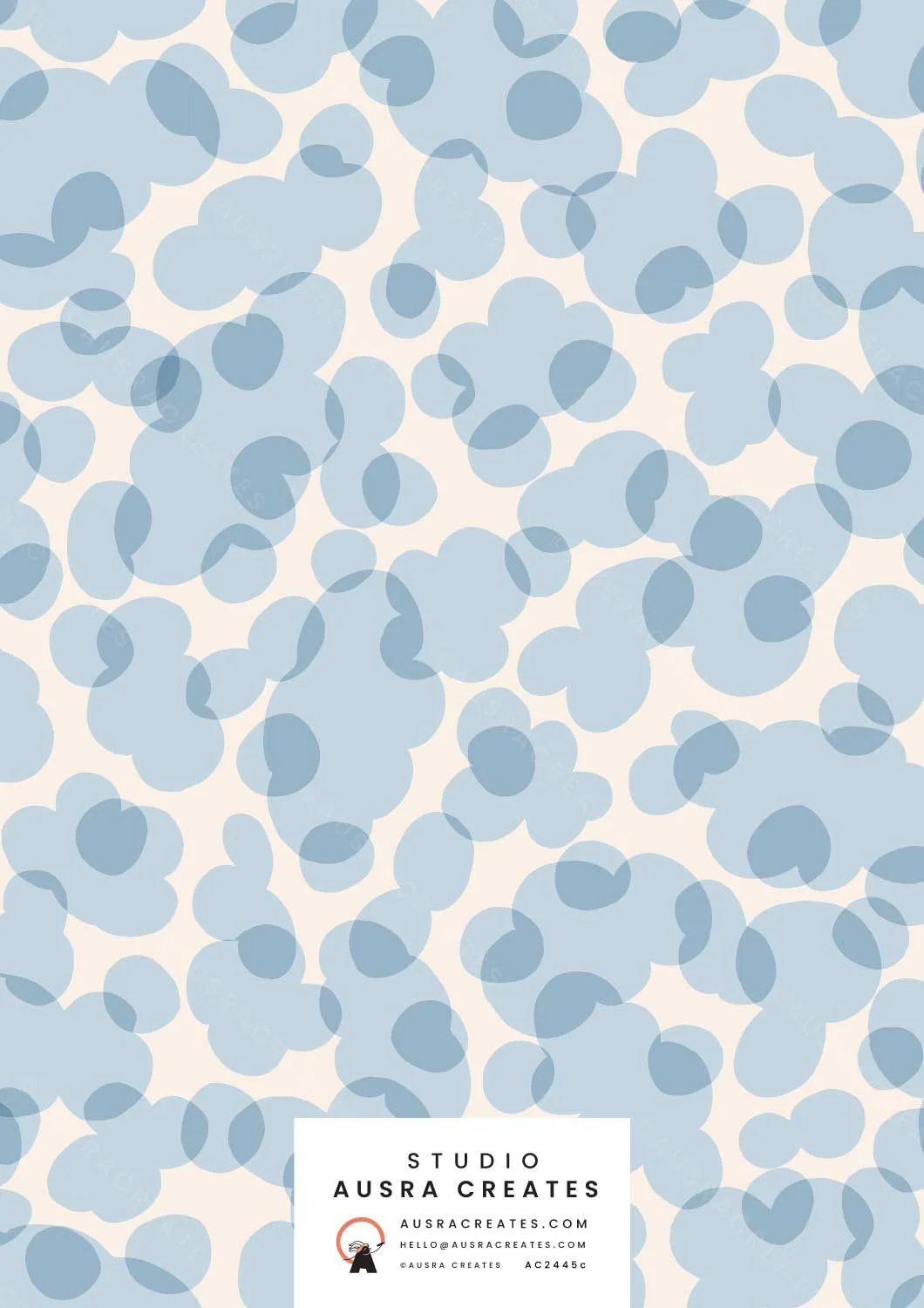 Playful overlapping confetti cloud newborn  pattern design in neutral unisex baby boy blue available for art licensing