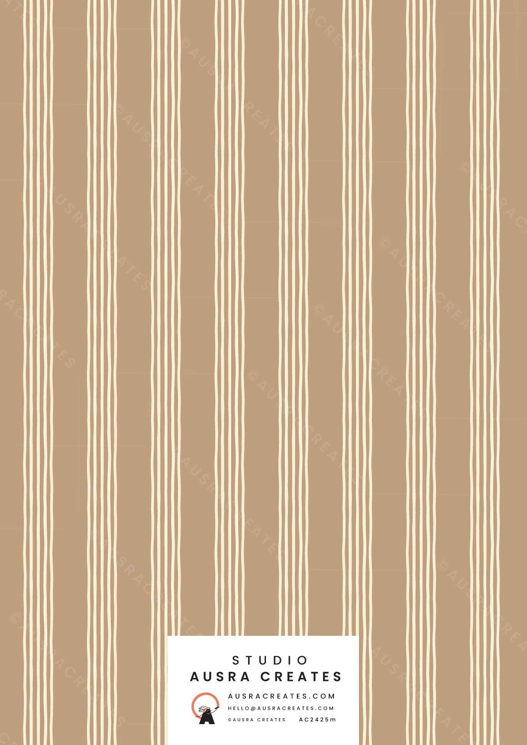 Calm organic timeless  stripe pattern print in caramel beige  for art licensing, stationery,  fabric and wallpaper