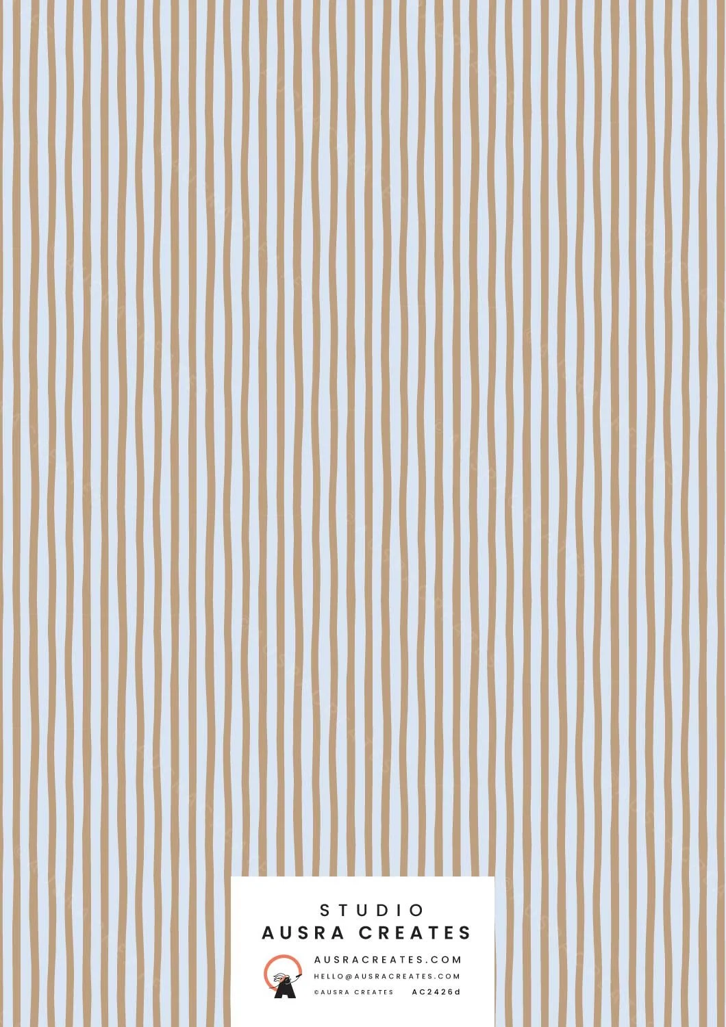 Calm organic timeless  stripe pattern print in caramel baby blue  for art licensing, stationery,  fabric and nursery decor
