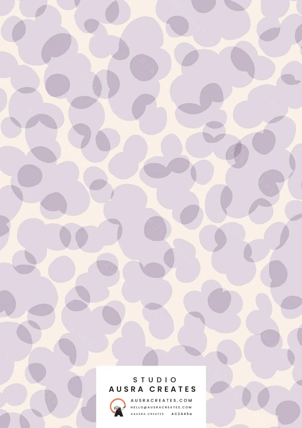 Playful overlapping confetti cloud newborn  pattern design in baby girl lilac cream available for art licensing