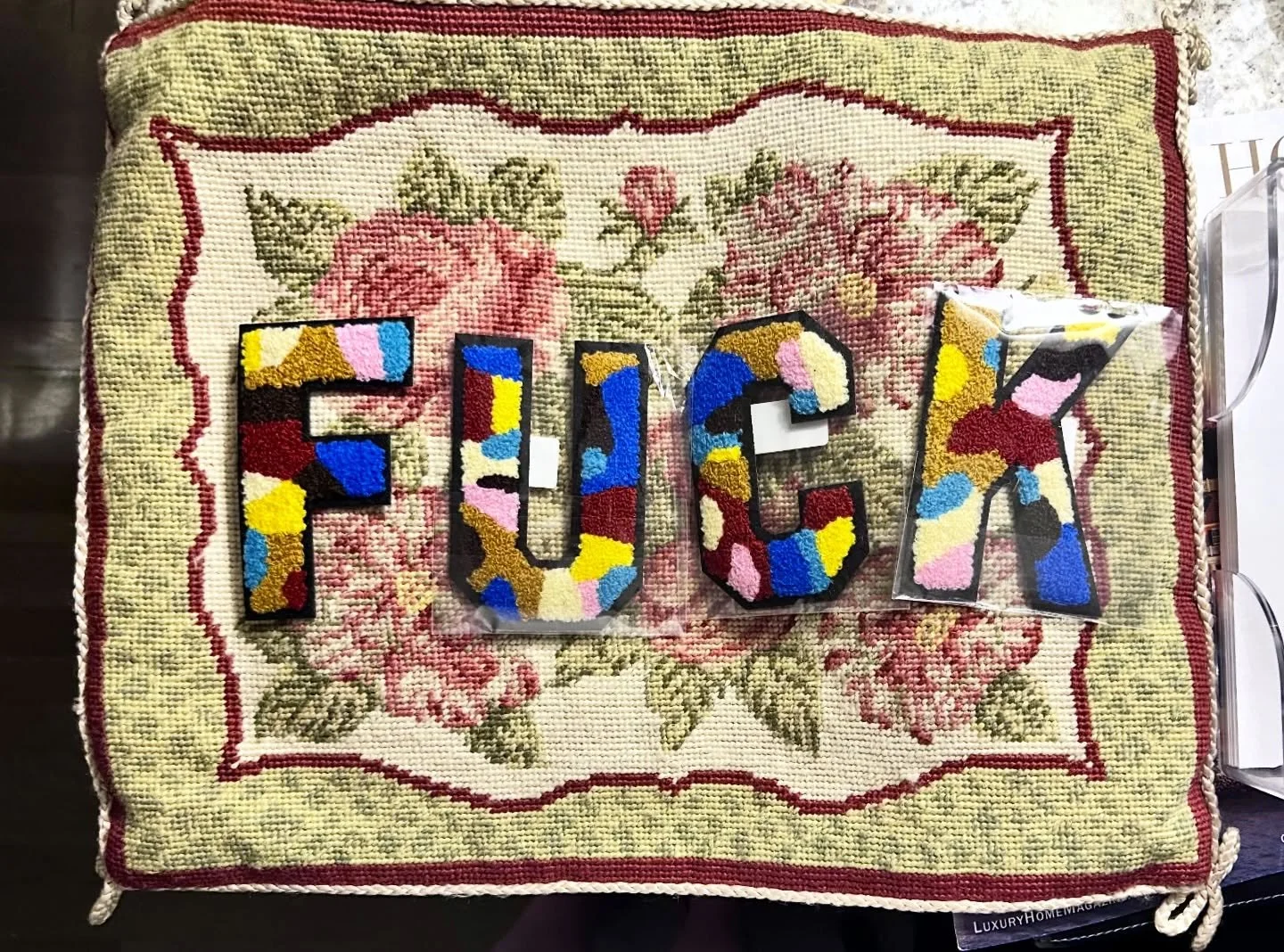 Some of us need decorative pillows that capture our feelings about a person, place, or time. When we can&rsquo;t find said pillow, we have them made. 
#deepthoughts 
#needlepointniceties
#jacoblawsoffuck
#succinct