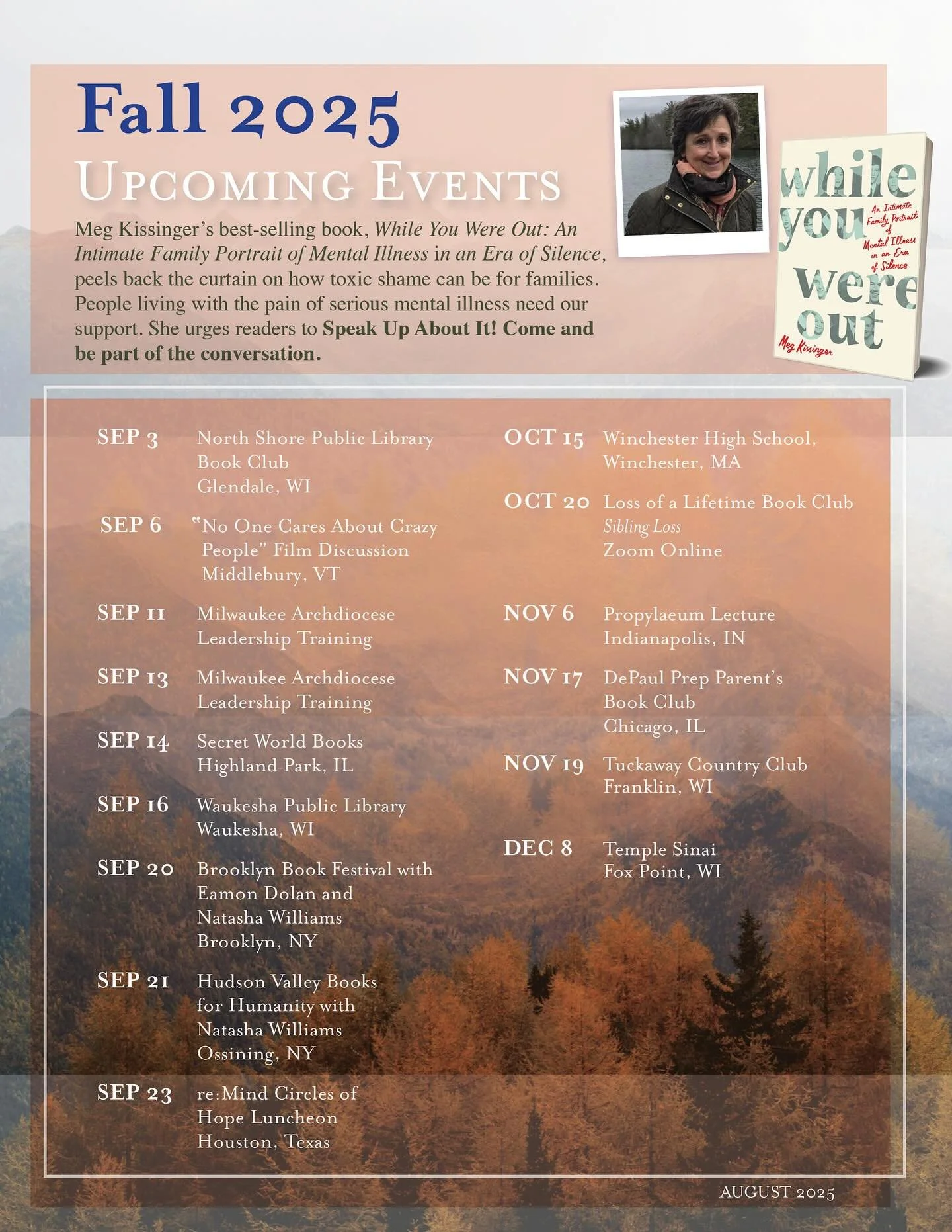 Come join us this fall! Check out the full schedule at the link bio🍂🍁🍃 
#WhileYouWereOut  #SpeakUpAboutIt