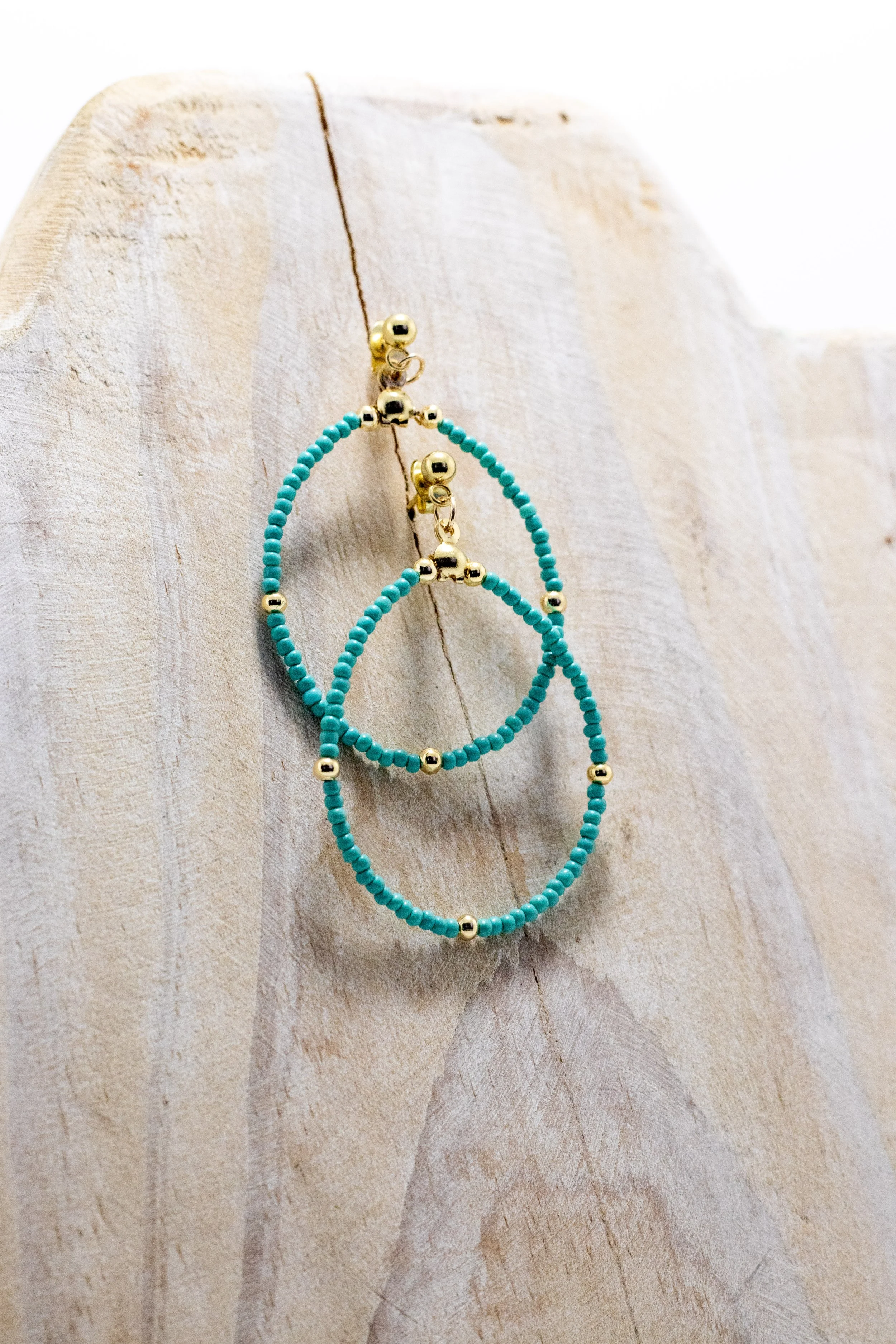 Teal and Gold Earrings