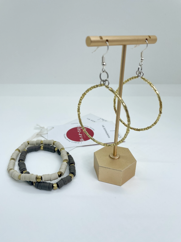Gold Seed Bead Hoops
