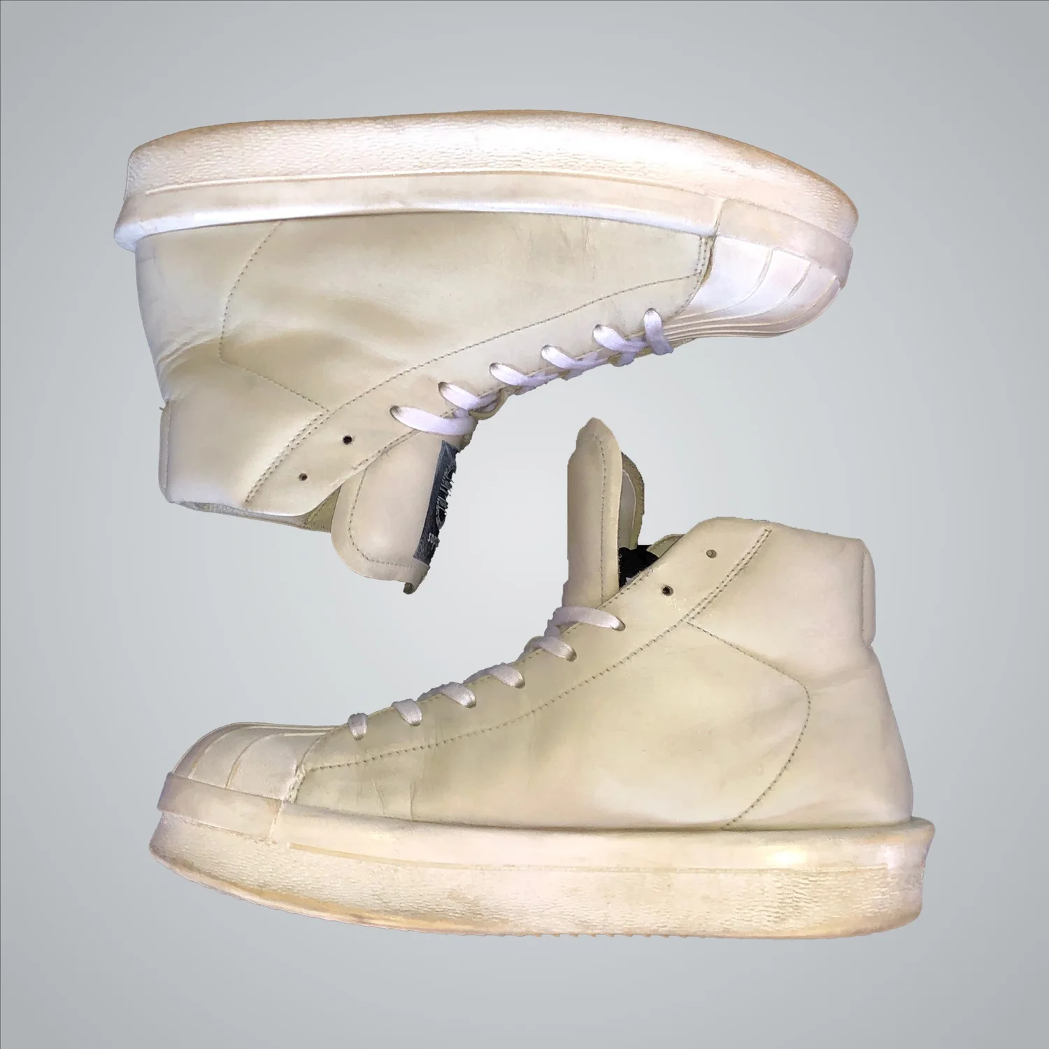 adidas gazelle silver green womens Rick Owens Leather Low-Top Sneakers-RU01C4891-LPO  Acroera