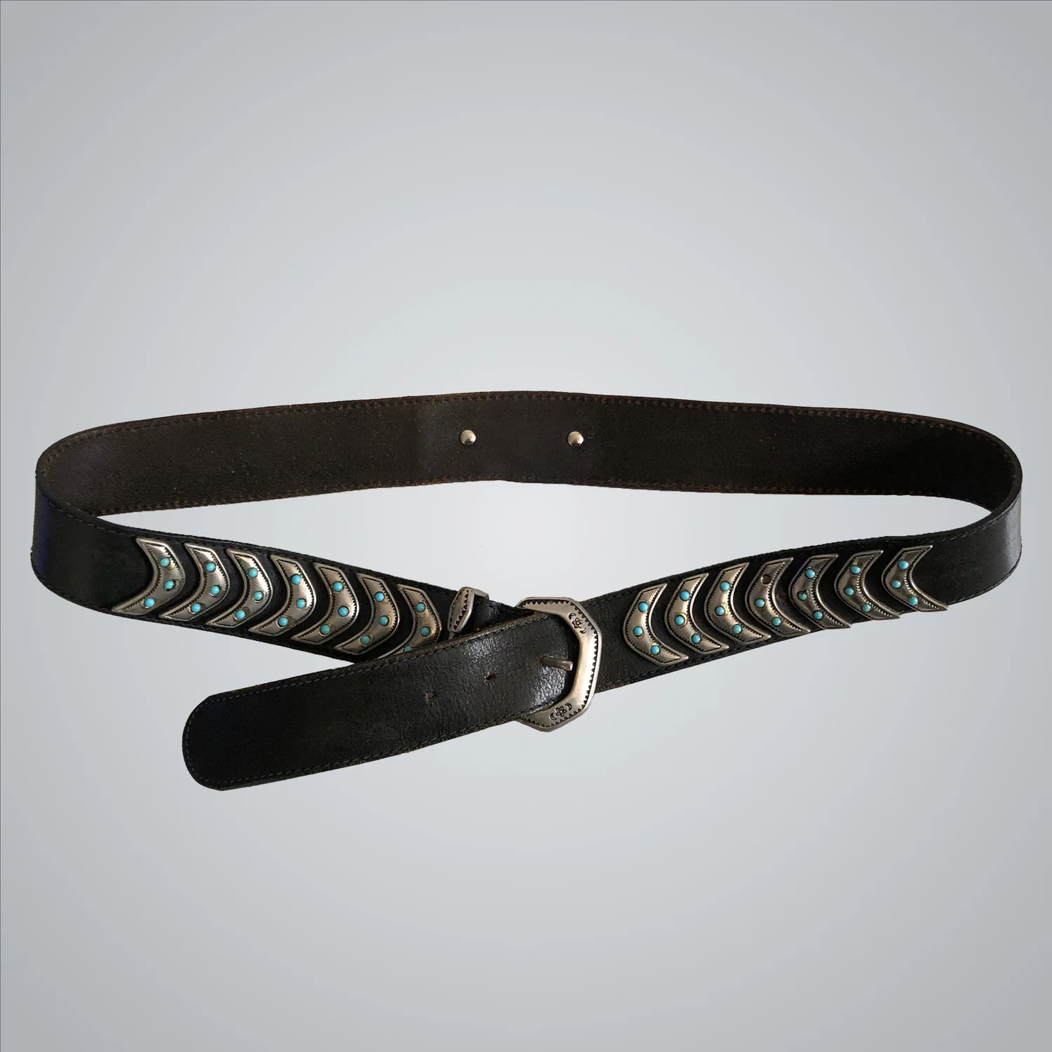 Emporio Armani Vintage Navajo Inspired Leather Belt (80
