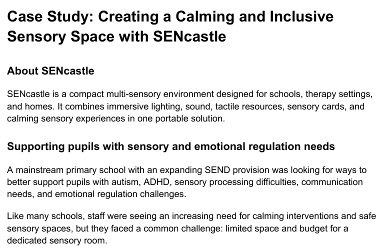 Case study: creating a calming and inclusive sensory space with SENcastle