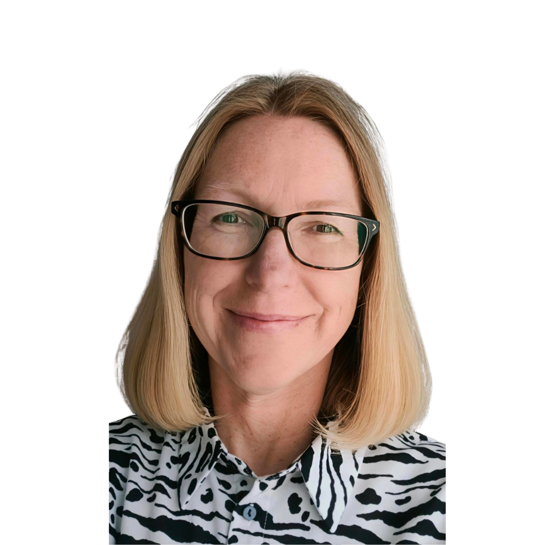 Headshot or Mary Long, a white female with shoulder length blond hair wearing glasses
