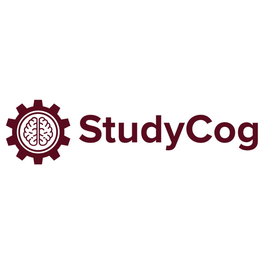 StudyCog logo: Image of a cog with a brain inside, next to the words Study Cog