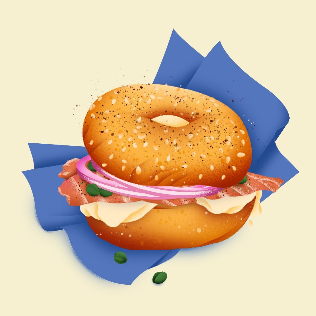 Hole-heartedly in love with bagels ✨ 
&bull;
&bull;
#bagel #nycbagels #foodillustration #graphicdesign #illustrationoftheday #vector #foodie #everythingbagel #illustrator #illustration #brooklyn #bagelsandwich #bonappetit