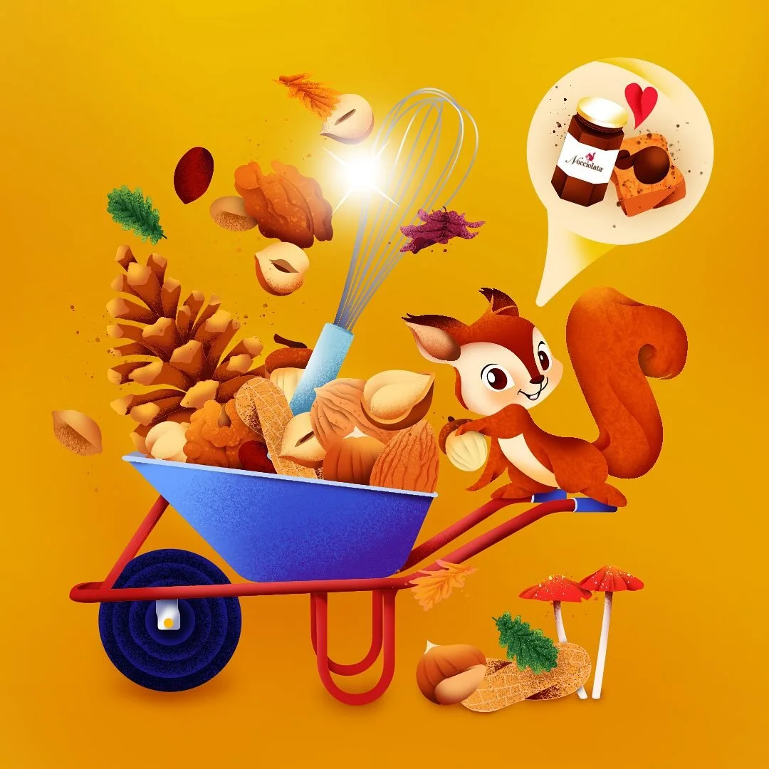 Perfect season to go nuts !! 🌰 ⏰ 😋 @nocciolatafrance / October nutty challenge @theydrawandcook 
&bull;
&bull;
#12monthsofflavor #nuts #nocciolata #autumnfood #fallseason #fallfood #illustration #artwork #digitalillustration #vector #illustrator #i