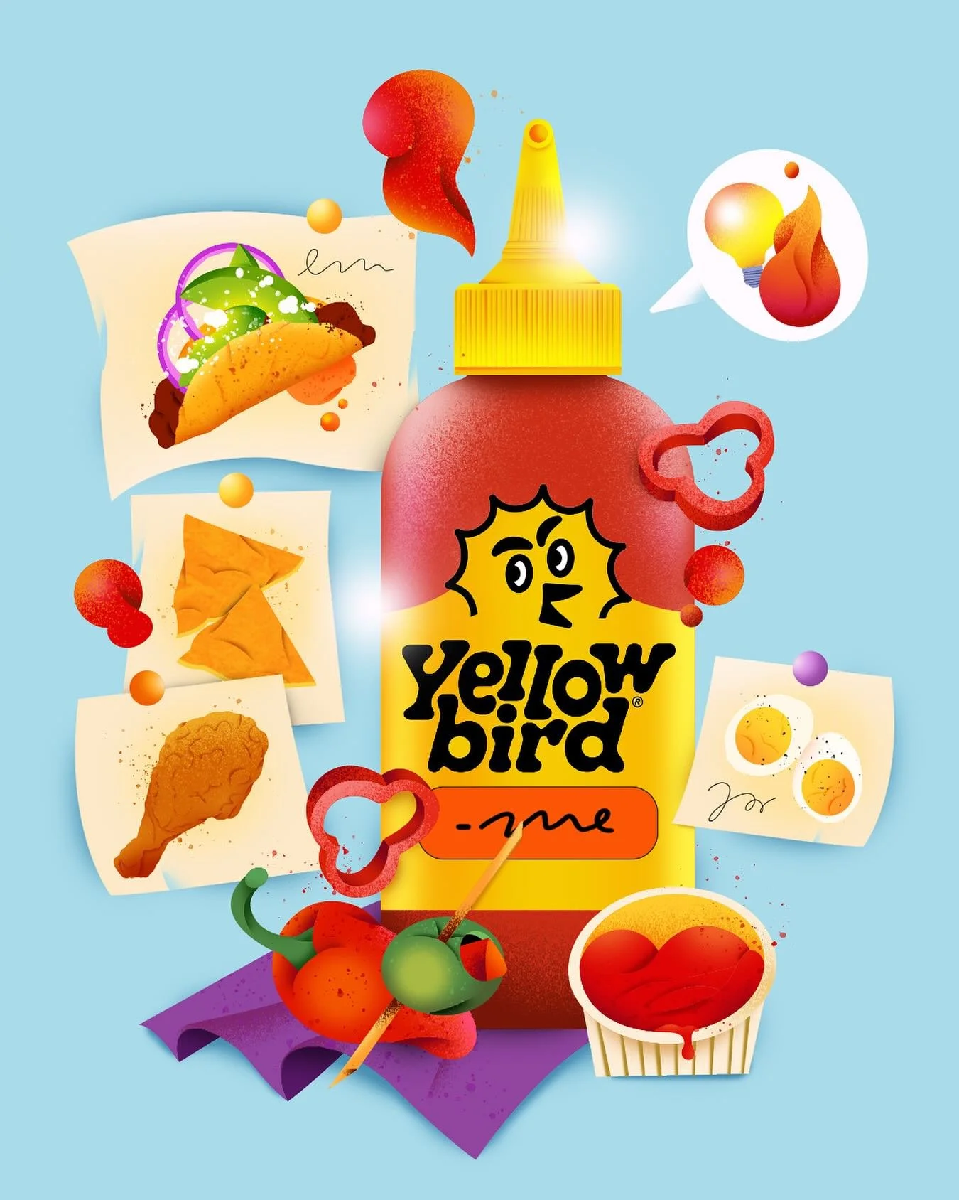 Bringing the heat for @theydrawandcook 12 Months of Flavor challenge 🔥 November&rsquo;s theme is spicy, so I had to include my favorite hot sauce from @yellowbirdsauce 🌶️✨ Tacos, fried chicken, hard-boiled eggs, even potato chips&hellip; it&rsquo;s