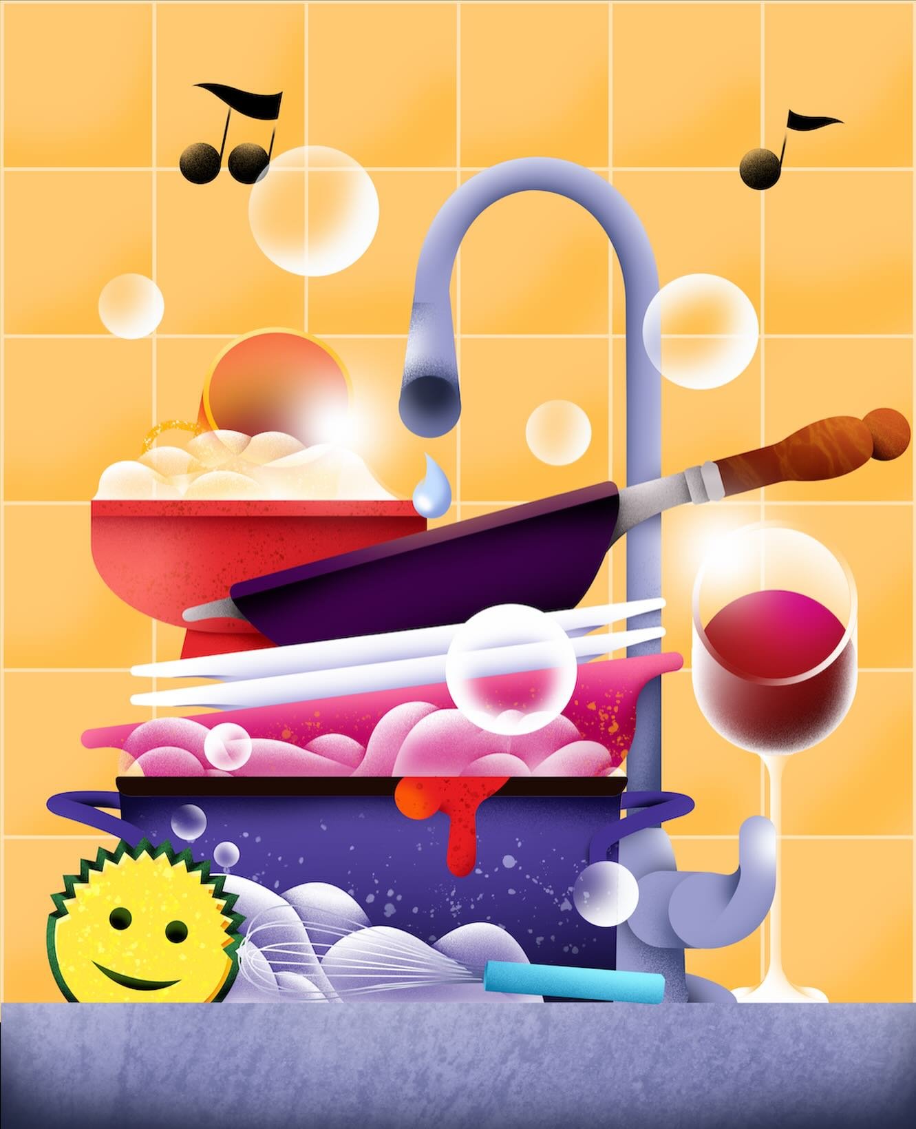 Baking all the cookies, cooking all the comfort foods, and washing alllll the dishes 🍪🫧 thank goodness for a little wine and Dean Martin in the background to keep the vibe merry ✨
&bull;
&bull;
#foodillustration #illustratorofinstagram #colorfulill