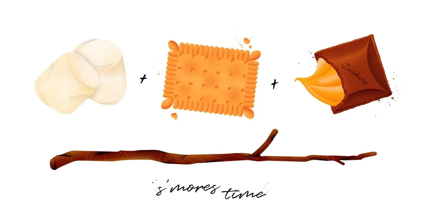 S&rsquo;mores season never disappoints...
Marshmallow + melting chocolate + caramel + Petit LU = campfire logic at its finest 🍫✨
&bull;
&bull;
#foodillustration #illustrationartists #graphicdesigninspo #smores #foodillustrator