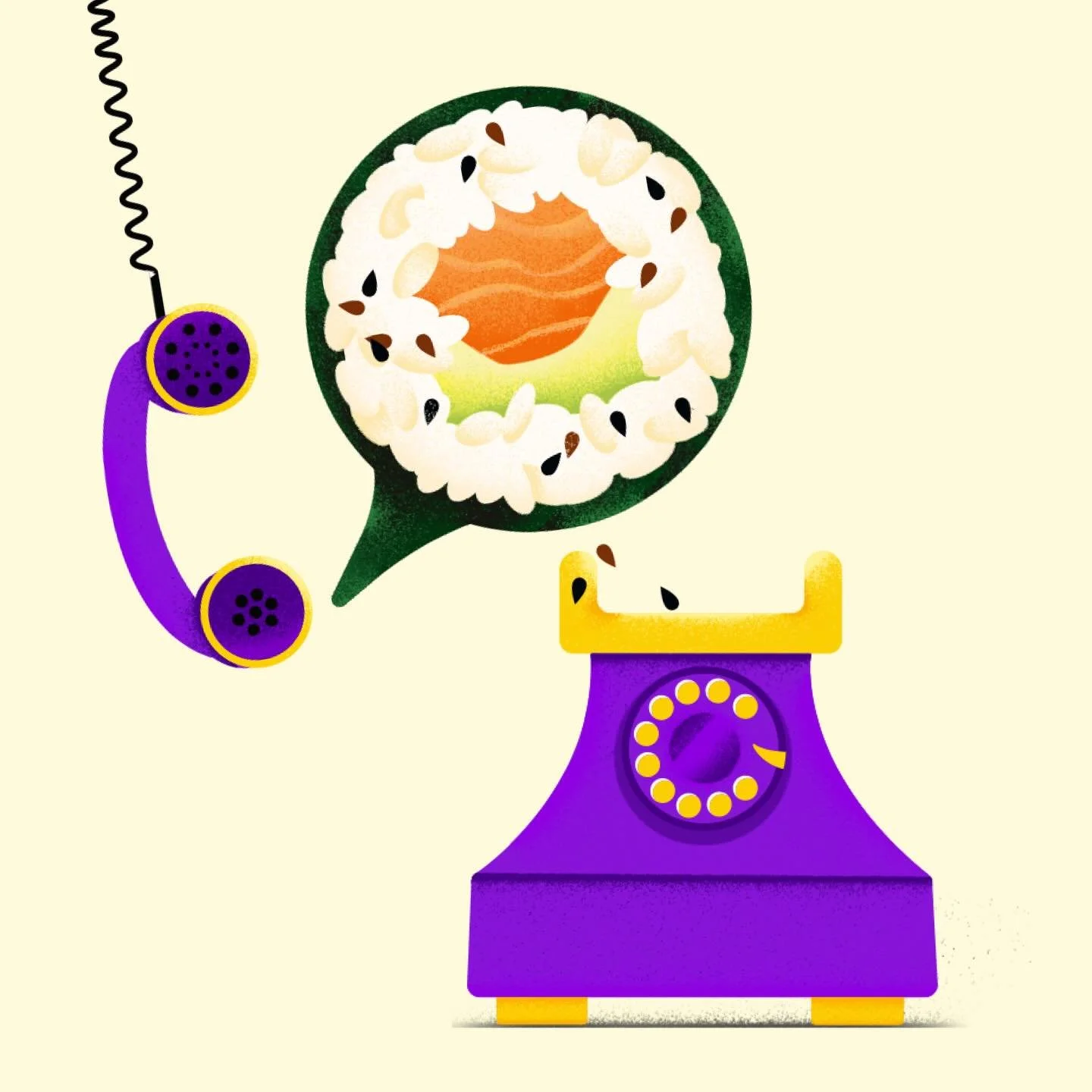 Ring ring&hellip; 🍣 📞 
Guess I&rsquo;m in the mood for sushi again 😌
&bull;
&bull;
#foodillustration #sushi #digitalart #illustrationoftheday