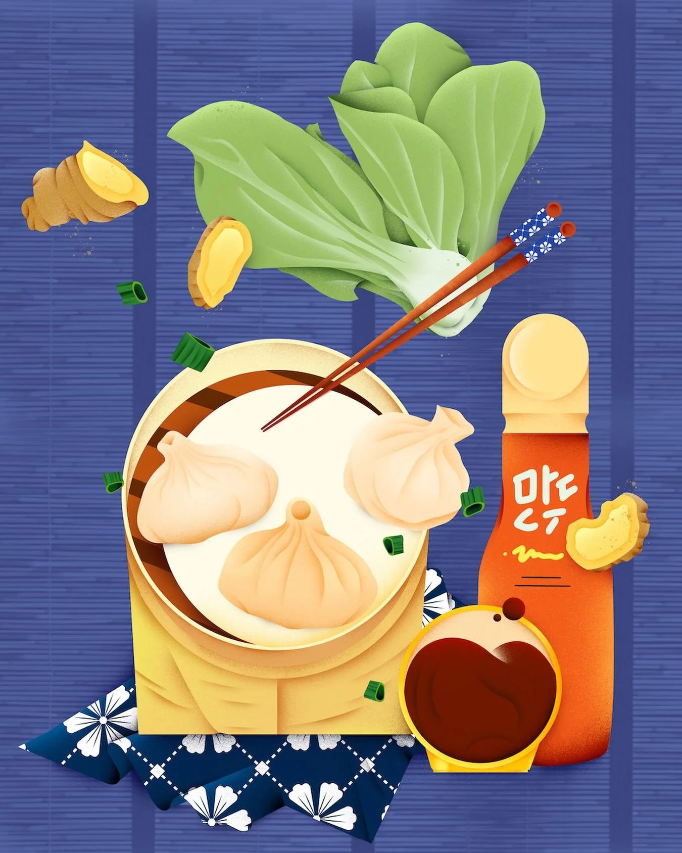 Dumpling weather? Every weather 😉 🥟☀️ (especially with a good dipping sauce!)
&bull;
&bull;
#dumpling #foodillustration #texture #digitalillustration #foodie