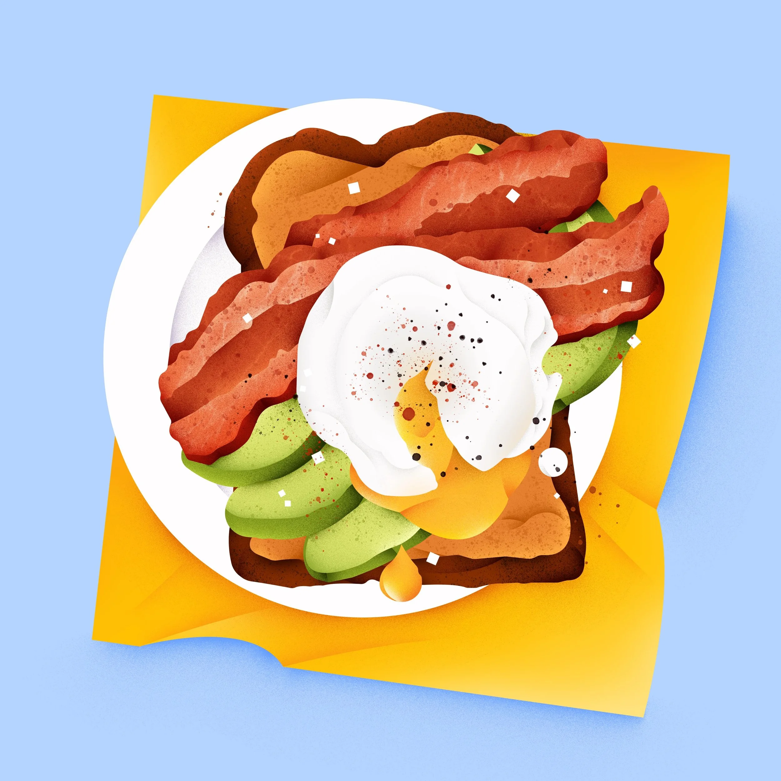 Toast-ing to sunshine &amp; slow mornings 🥑 ✨ 
&bull;
&bull;
#foodillustrator #editorialillustration #avocadotoast #brunch #colorfulillustration