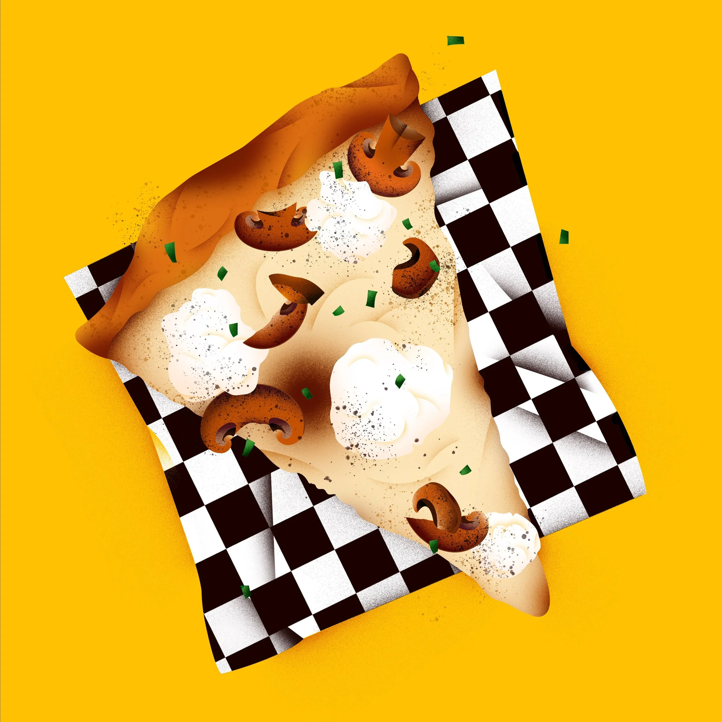Serving myself a little slice of happiness today 🍄🍕☀️ @andyspizza 
&bull;
&bull;
#pizza #illustration #foodillustration #digitalart #editorialillustration