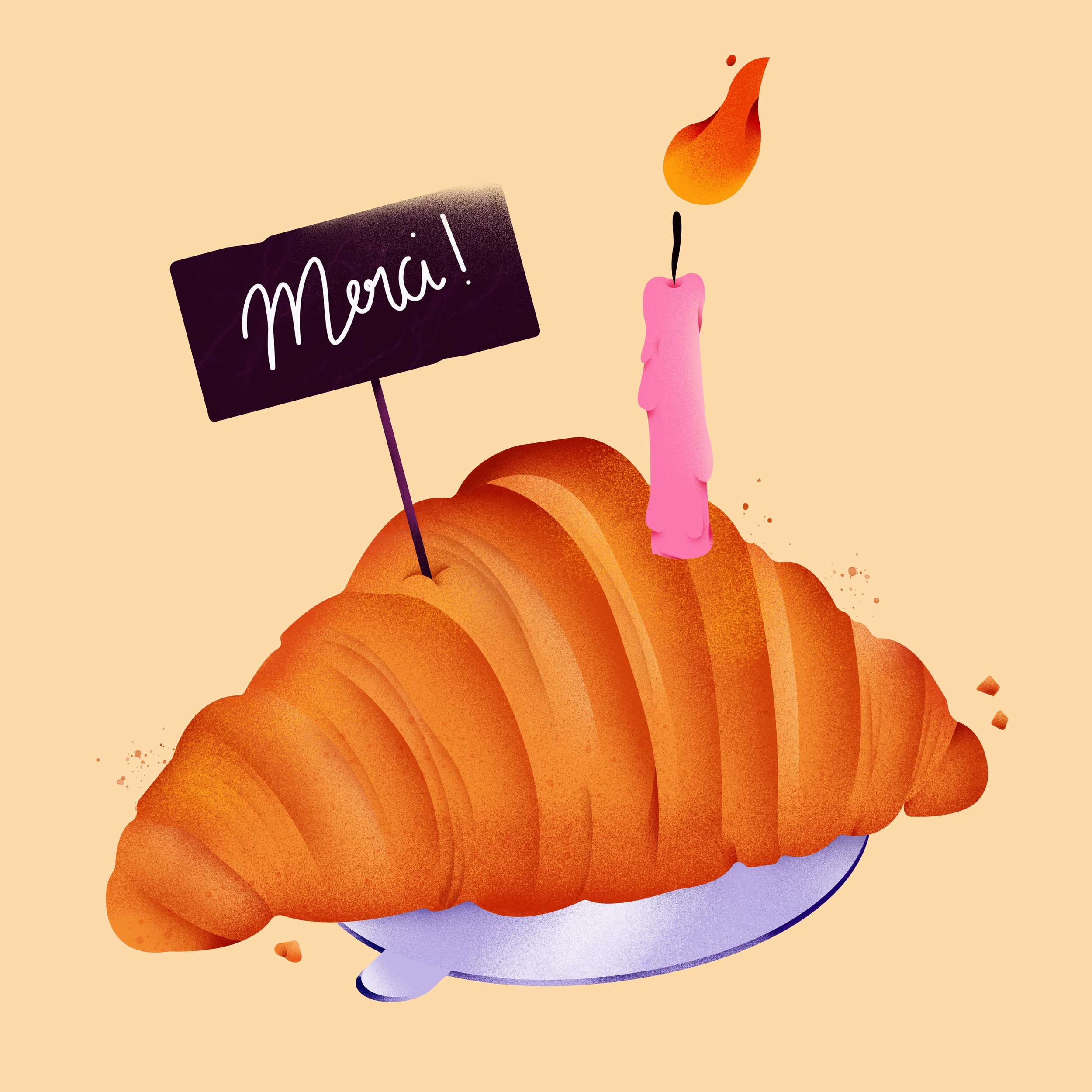 Buttery, flaky &amp; a lil taste of home 🥐 🇫🇷 The sweetest bday treat, merci @freshbaguette ✨ 
&bull;
&bull;
#foodillustration #illustration #croissant #bakery #digitalillustration